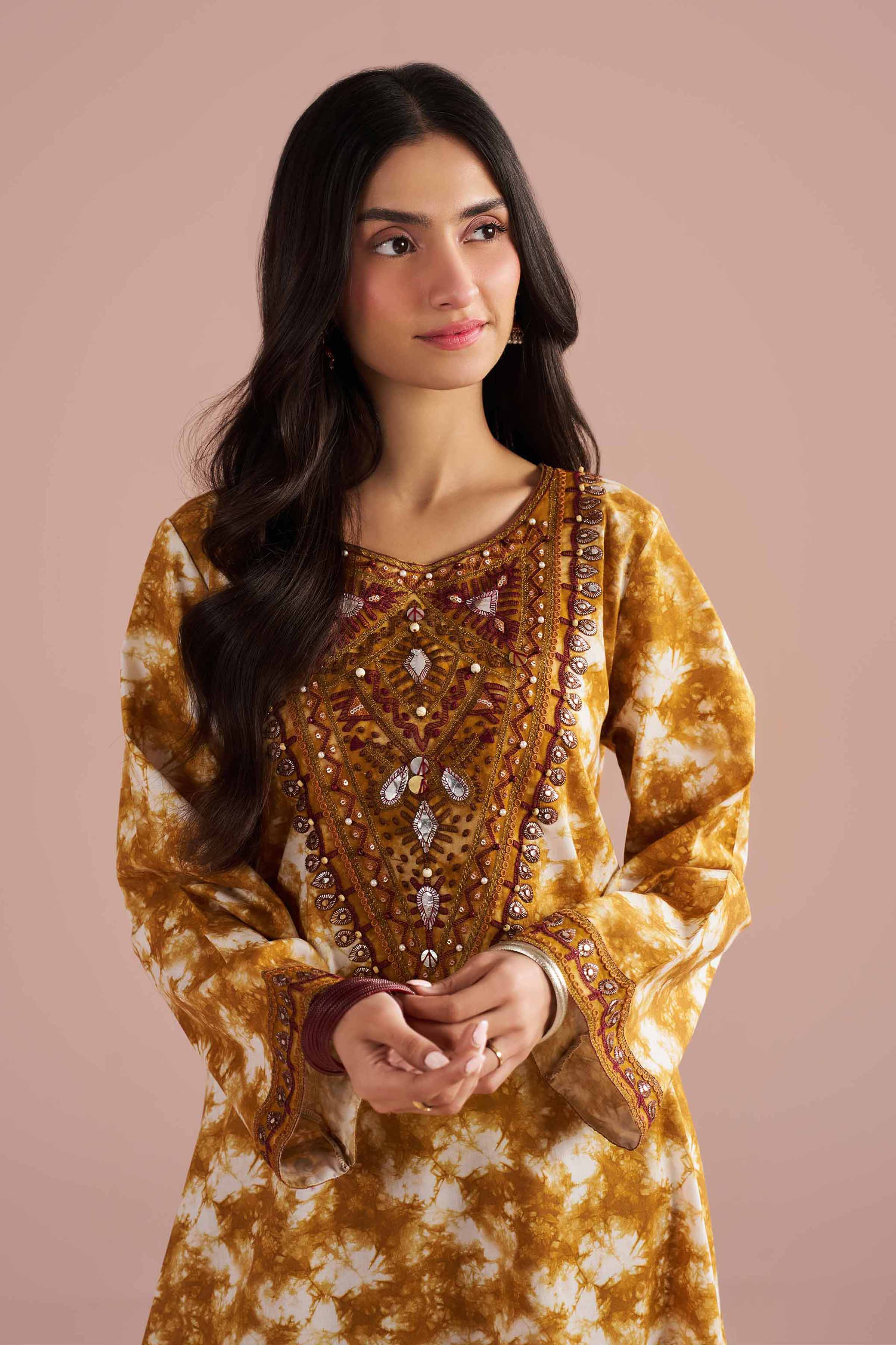 2 Piece - Printed Embroidered Suit - PE26-251 - Image 2