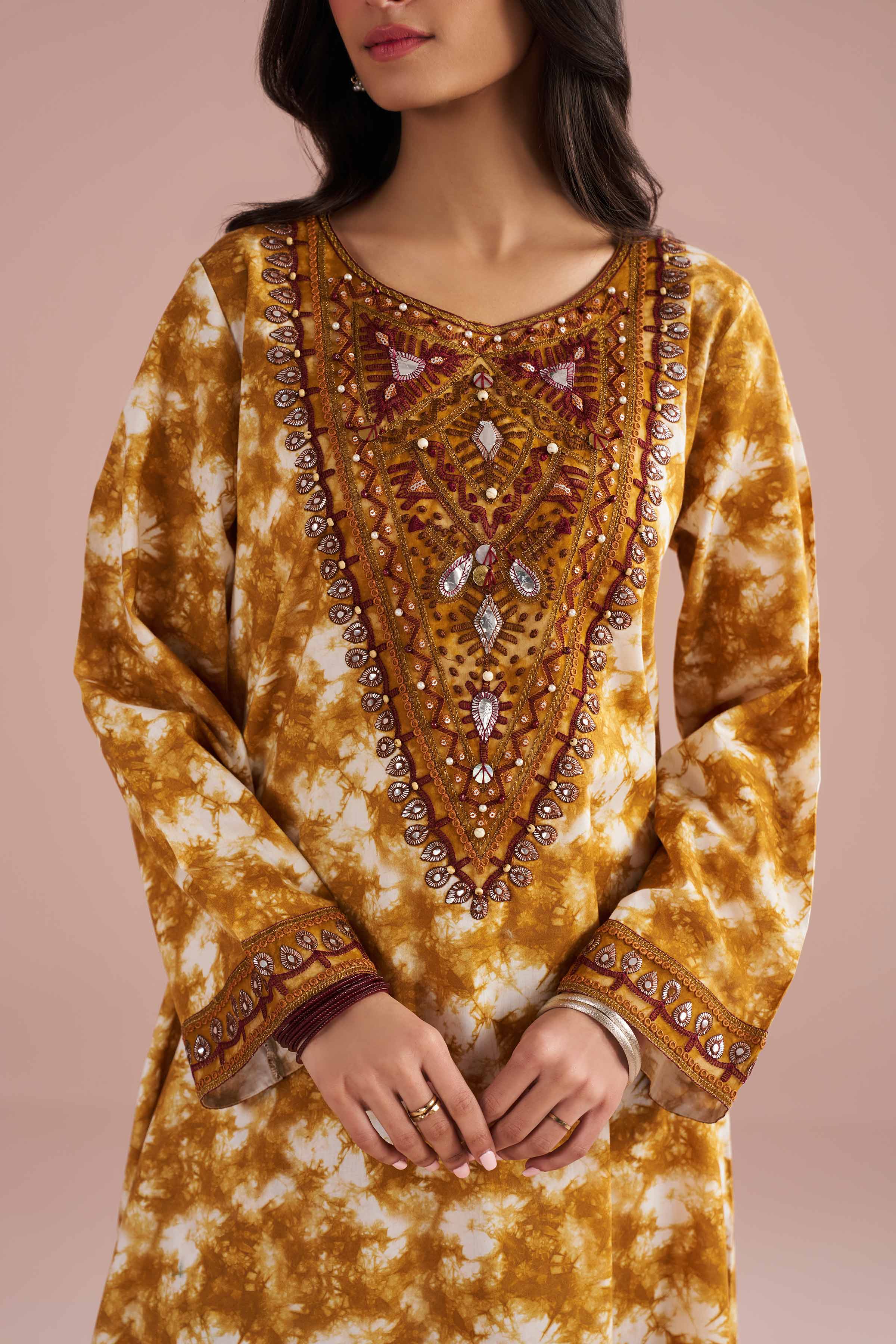 2 Piece - Printed Embroidered Suit - PE26-251 - Image 7