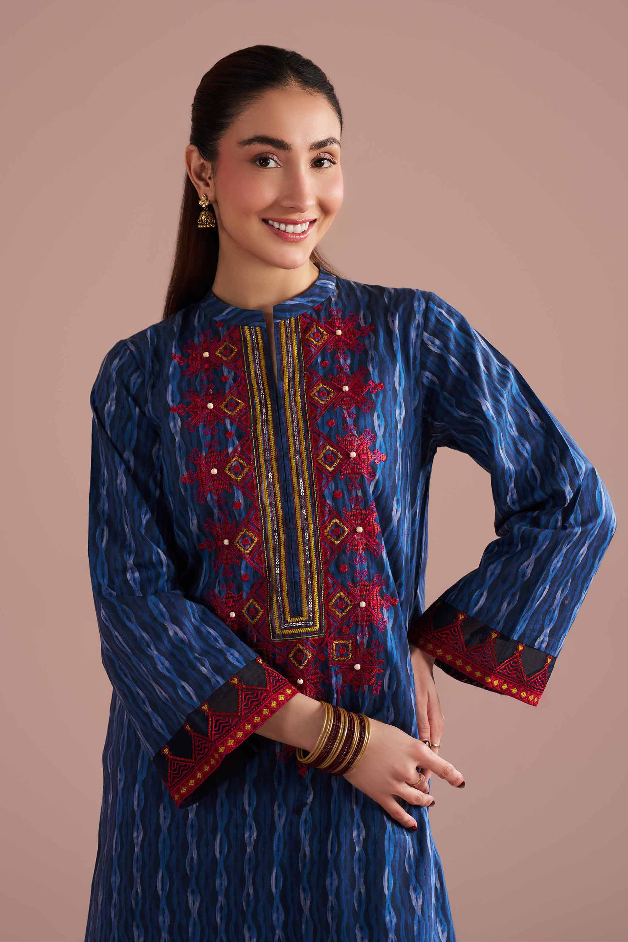 2 Piece - Printed Embroidered Suit - PE26-252 - Image 2
