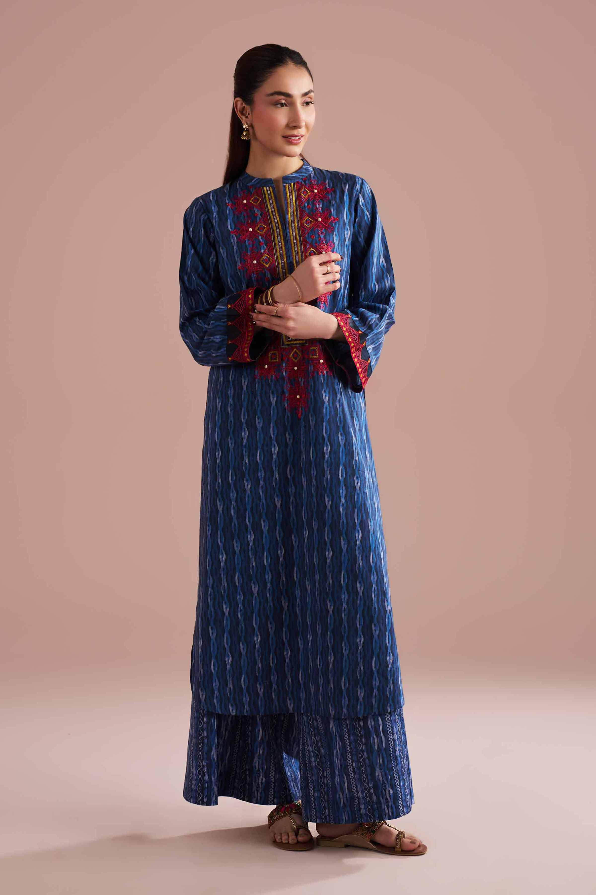 2 Piece - Printed Embroidered Suit - PE26-252 - Image 5