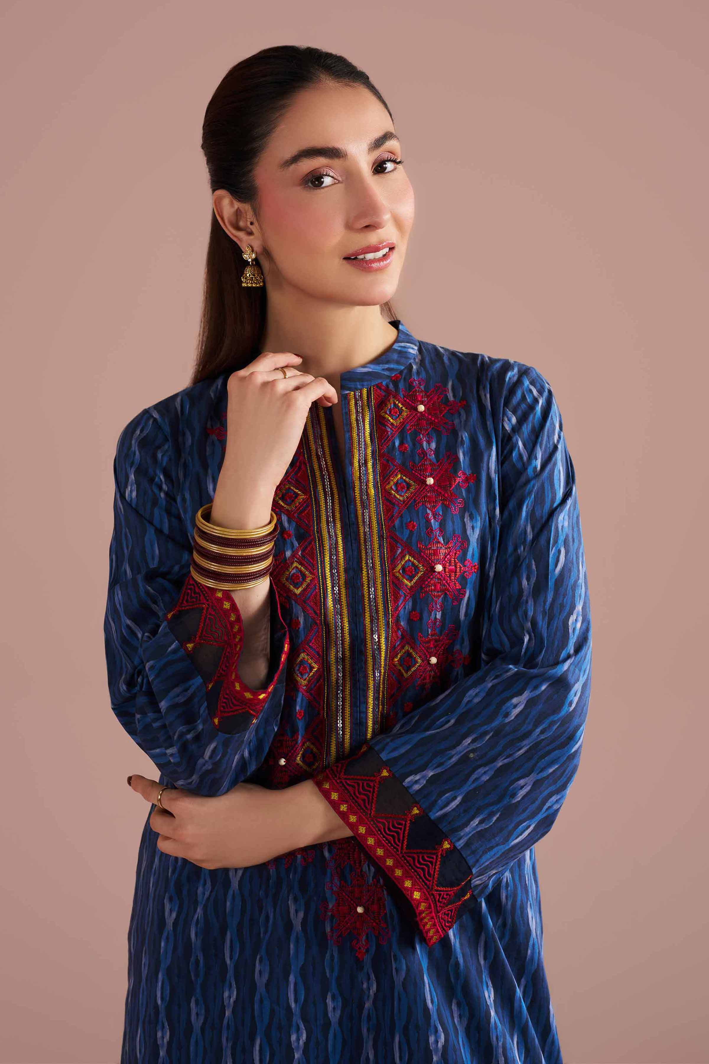 2 Piece - Printed Embroidered Suit - PE26-252 - Image 6