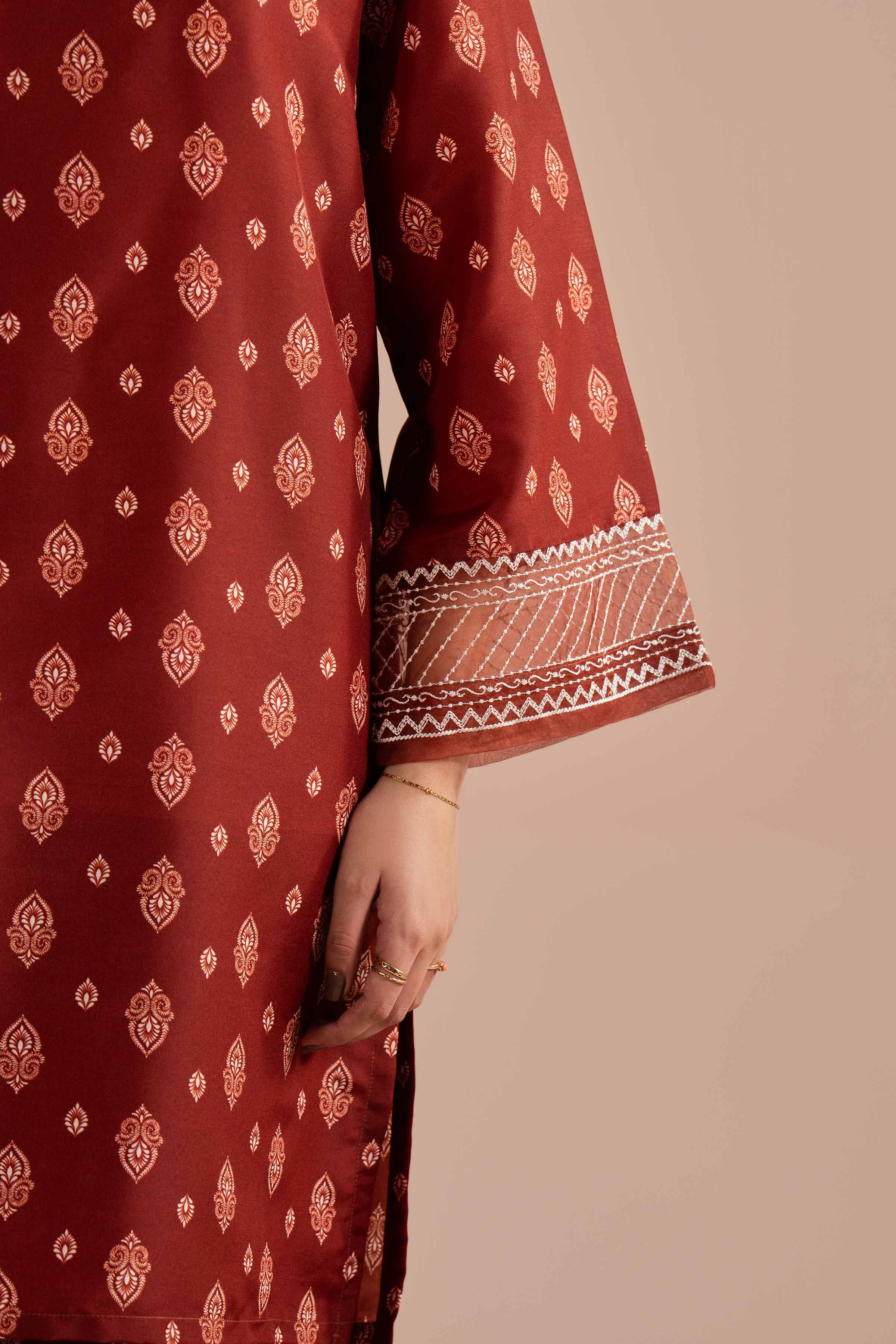 2 Piece - Printed Embroidered Suit - PE26-26 - Image 8