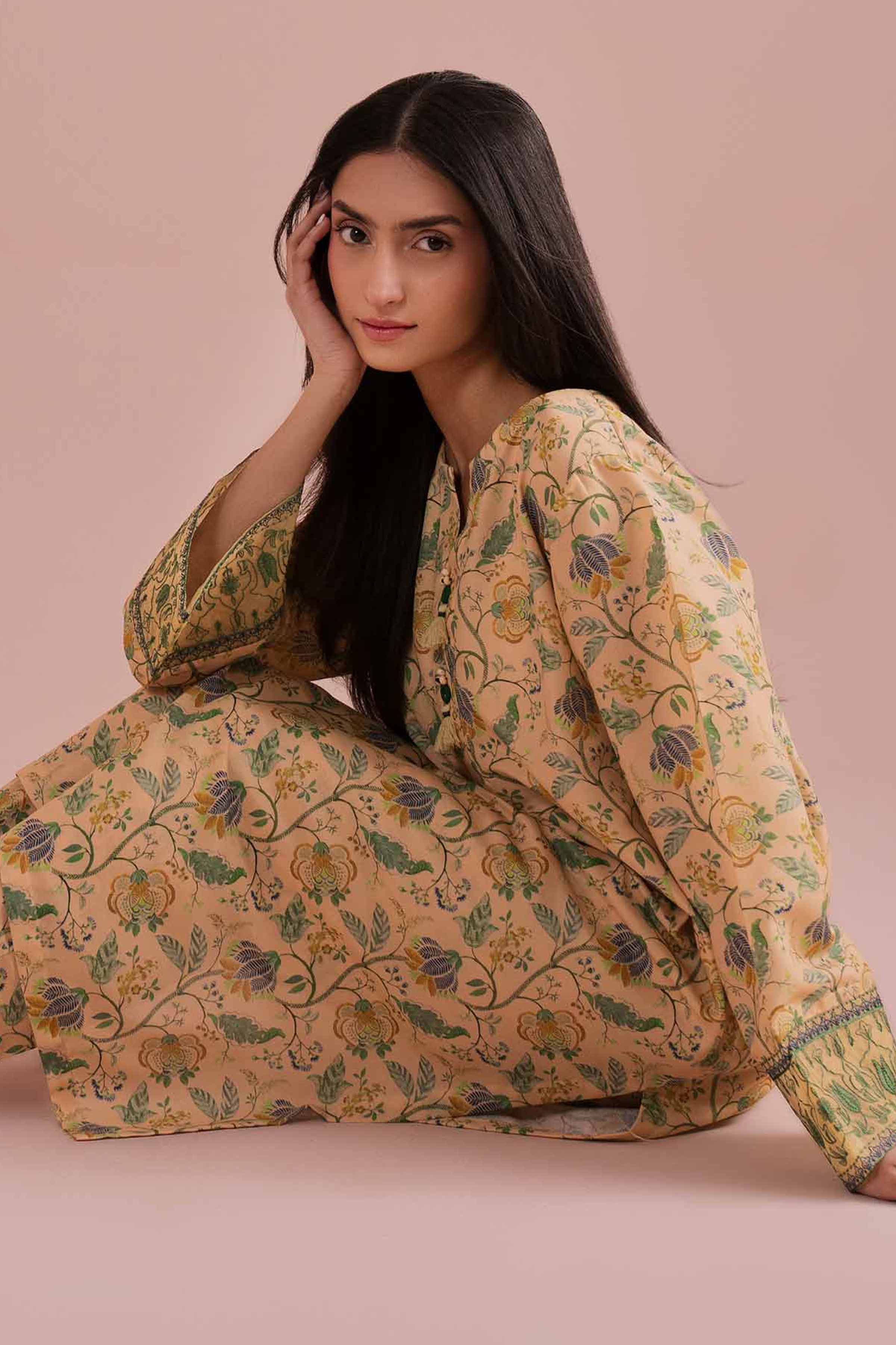 2 Piece - Printed Embroidered Suit - PE26-29 - Image 3