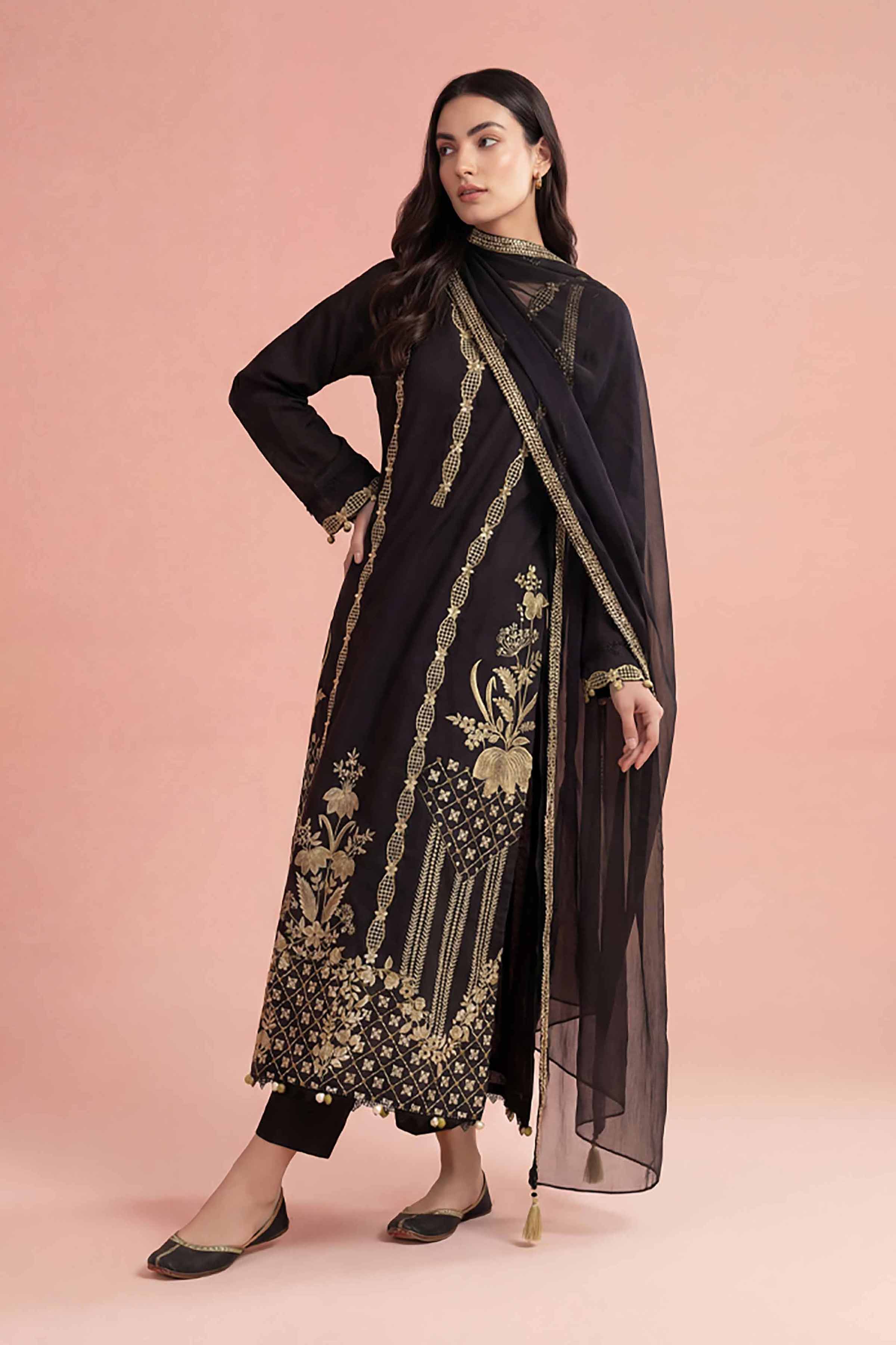 3 Piece - Embroidered Suit - PE26-294 - Image 3