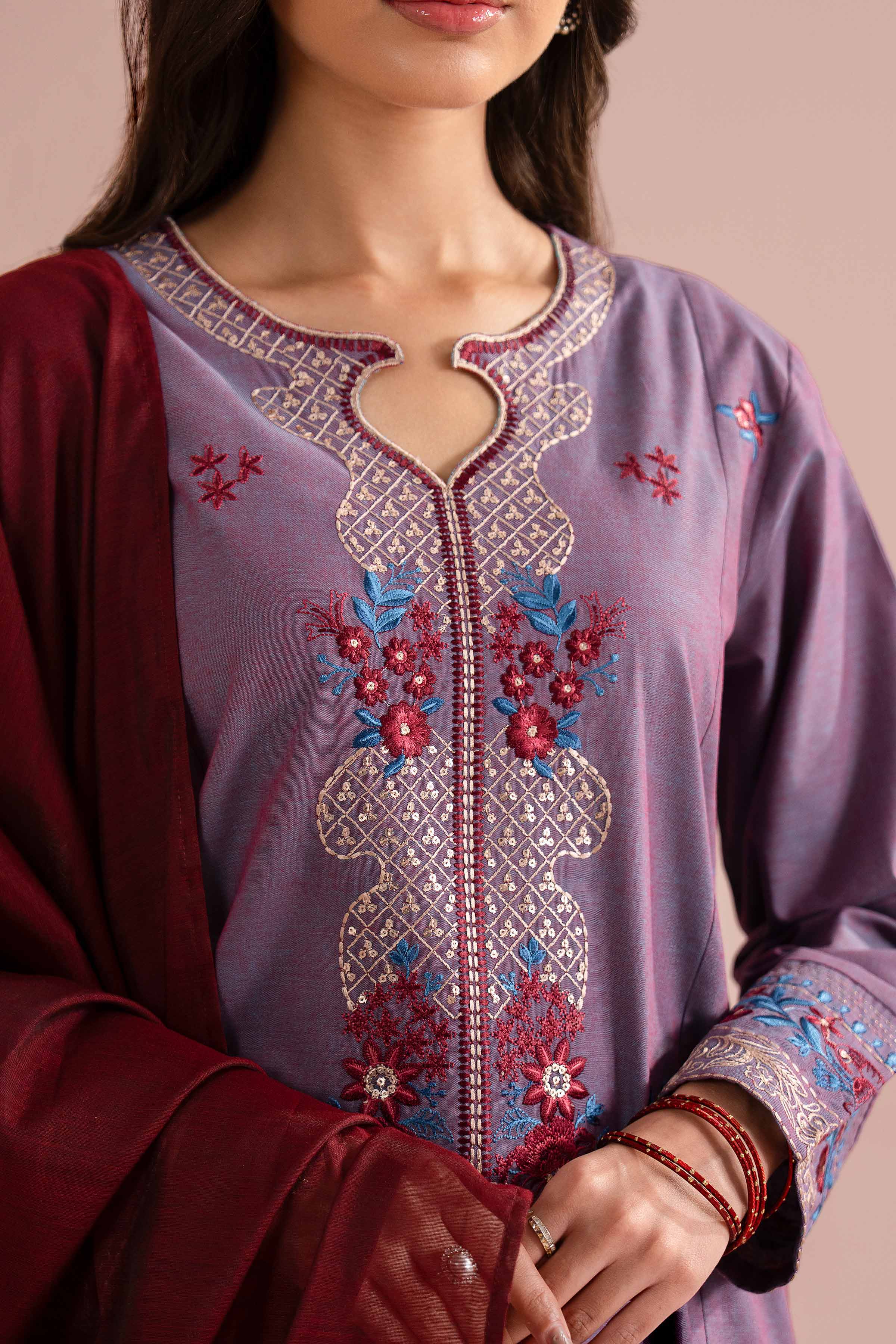 3 Piece - Embroidered Suit - PE26-309 - Image 7