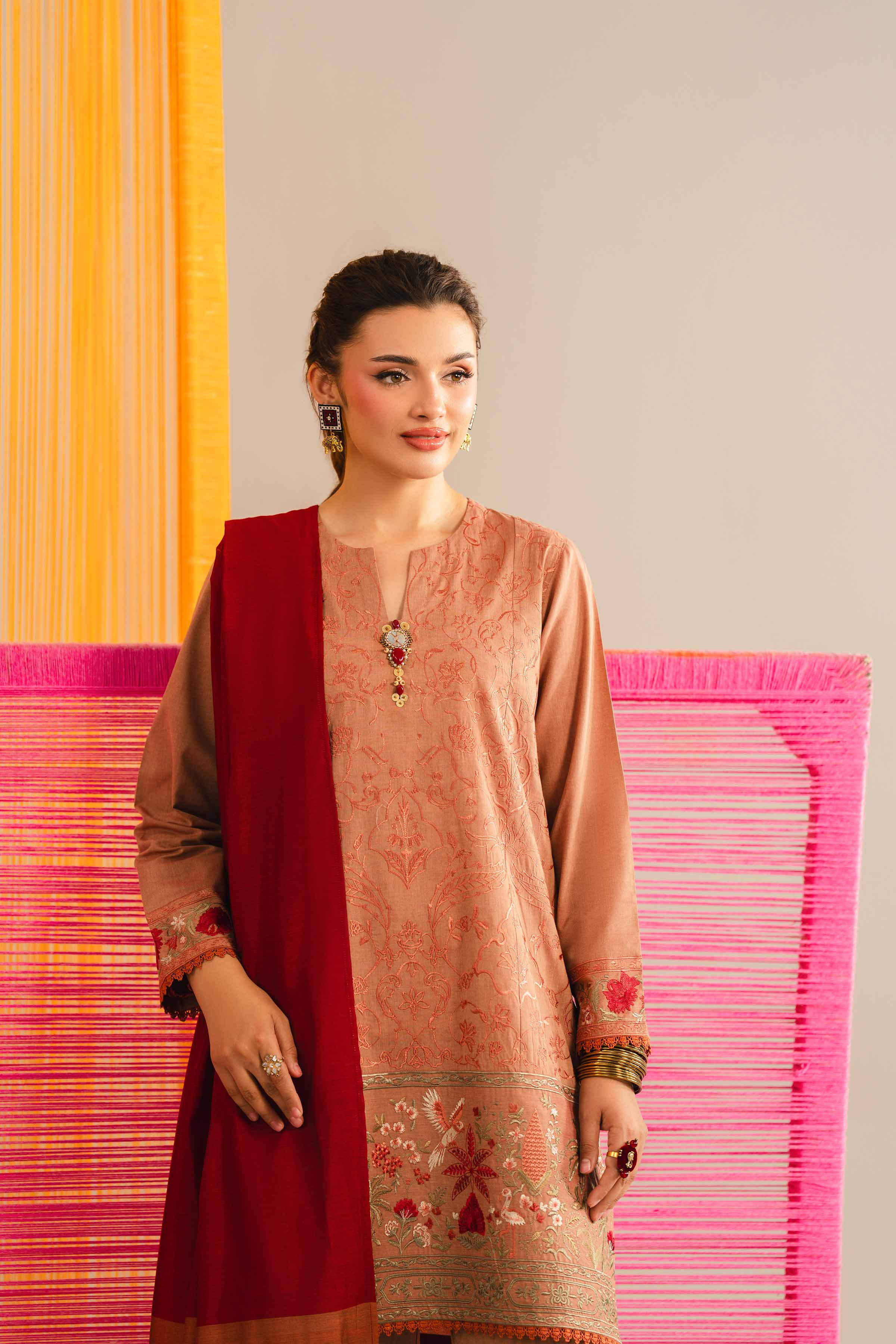 3 Piece - Embroidered Suit - PE26-310 - Image 3