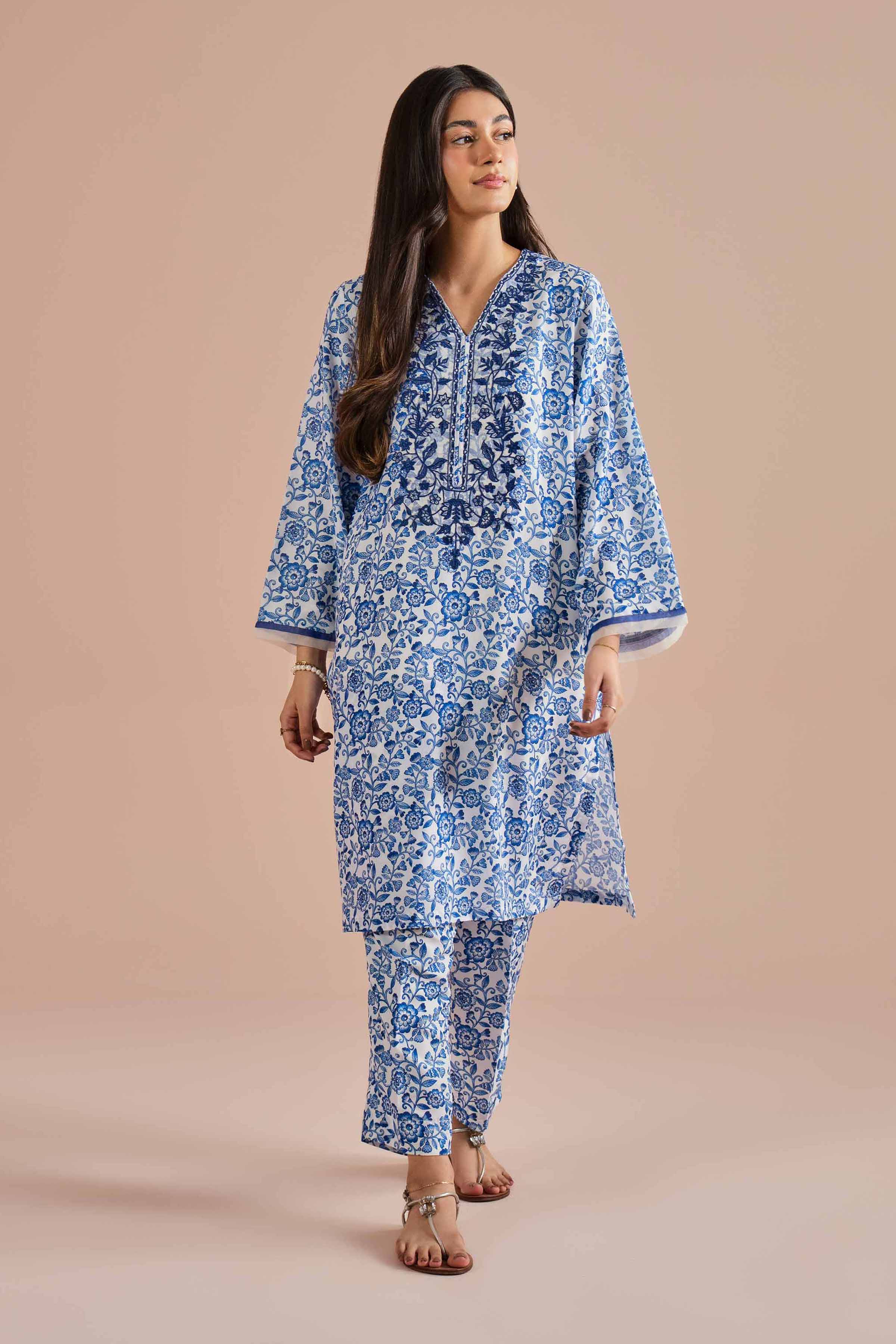 2 Piece - Printed Embroidered Suit - PE26-32