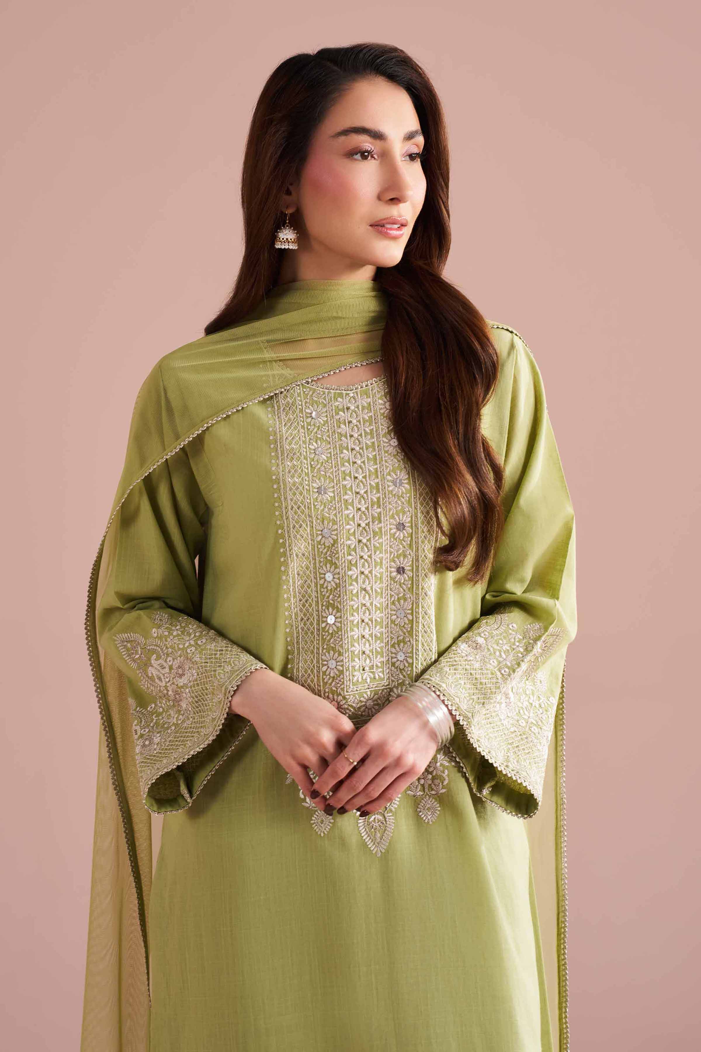 3 Piece - Embroidered Suit - PE26-323 - Image 3