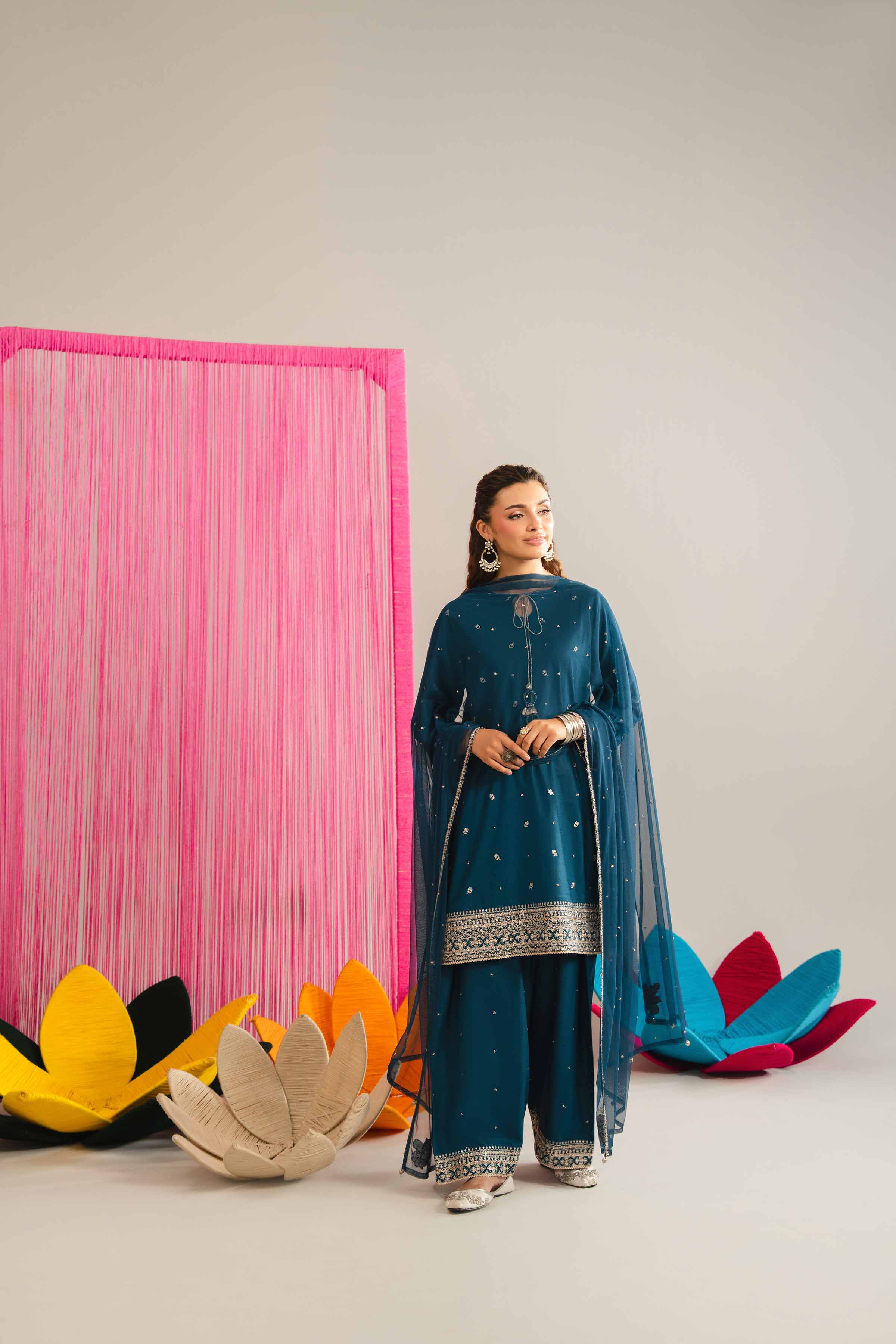 3 Piece - Embroidered Suit - PE26-327 - Image 3