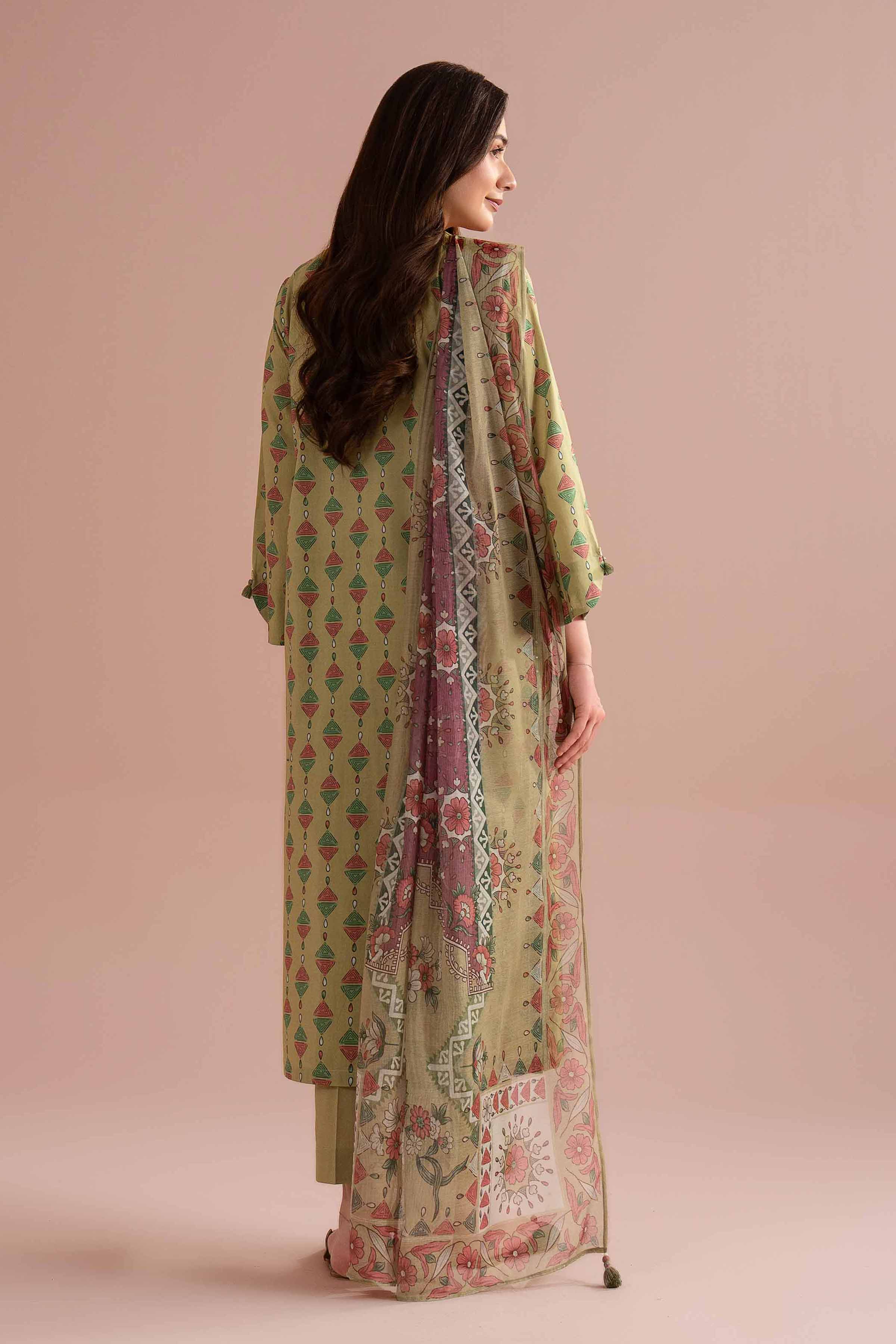 3 Piece - Printed Embroidered Suit - PE26-330 - Image 3
