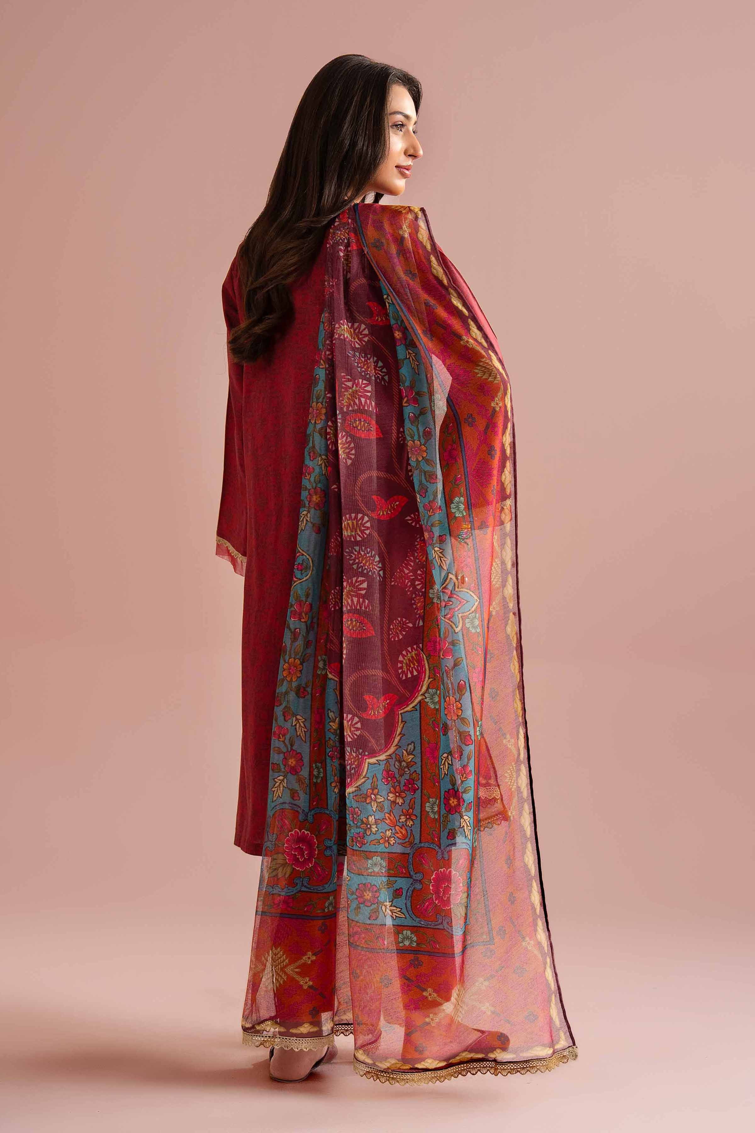 3 Piece - Printed Embroidered Suit - PE26-332 - Image 3