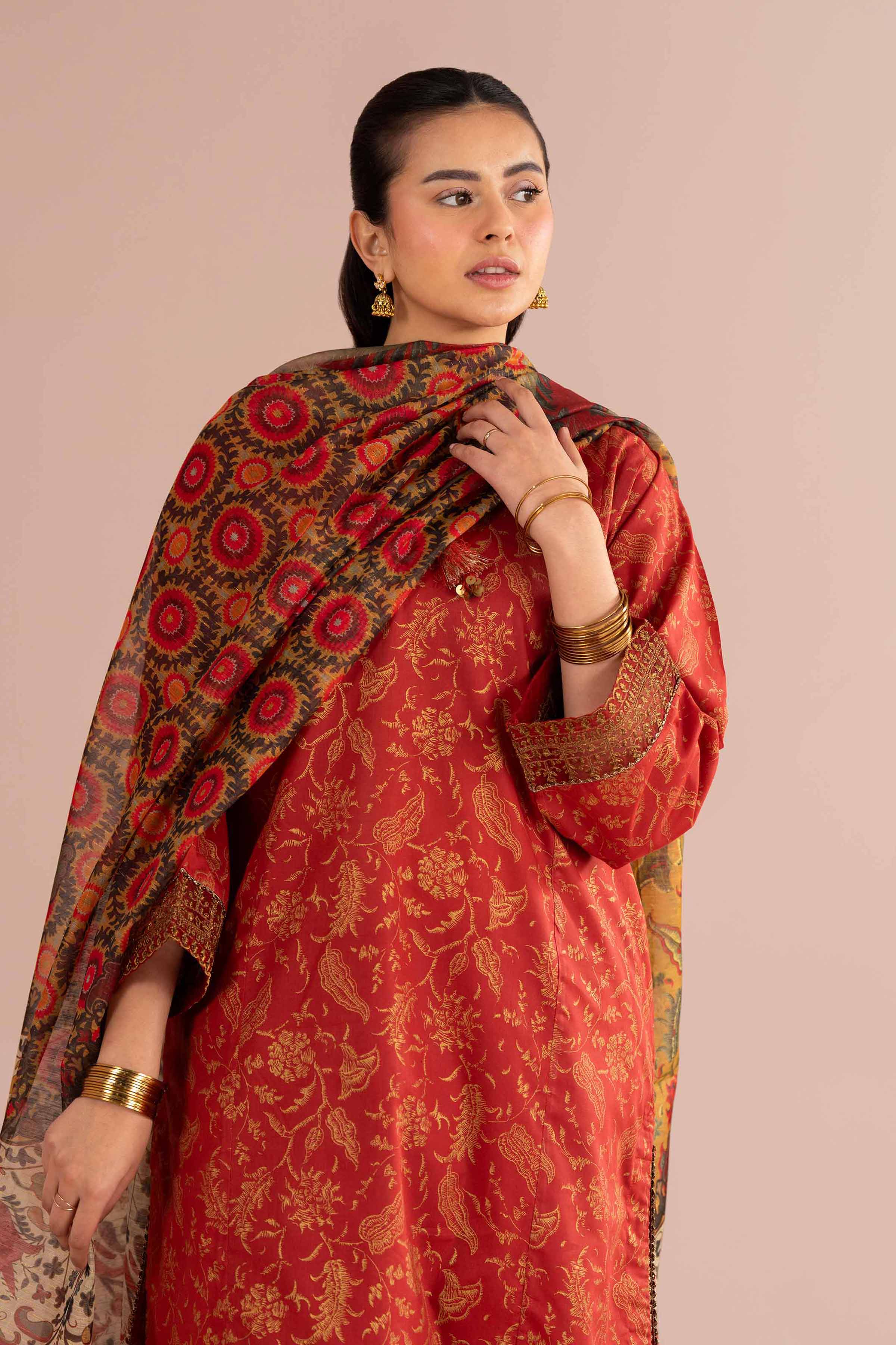 3 Piece - Printed Embroidered Suit - PE26-336 - Image 6