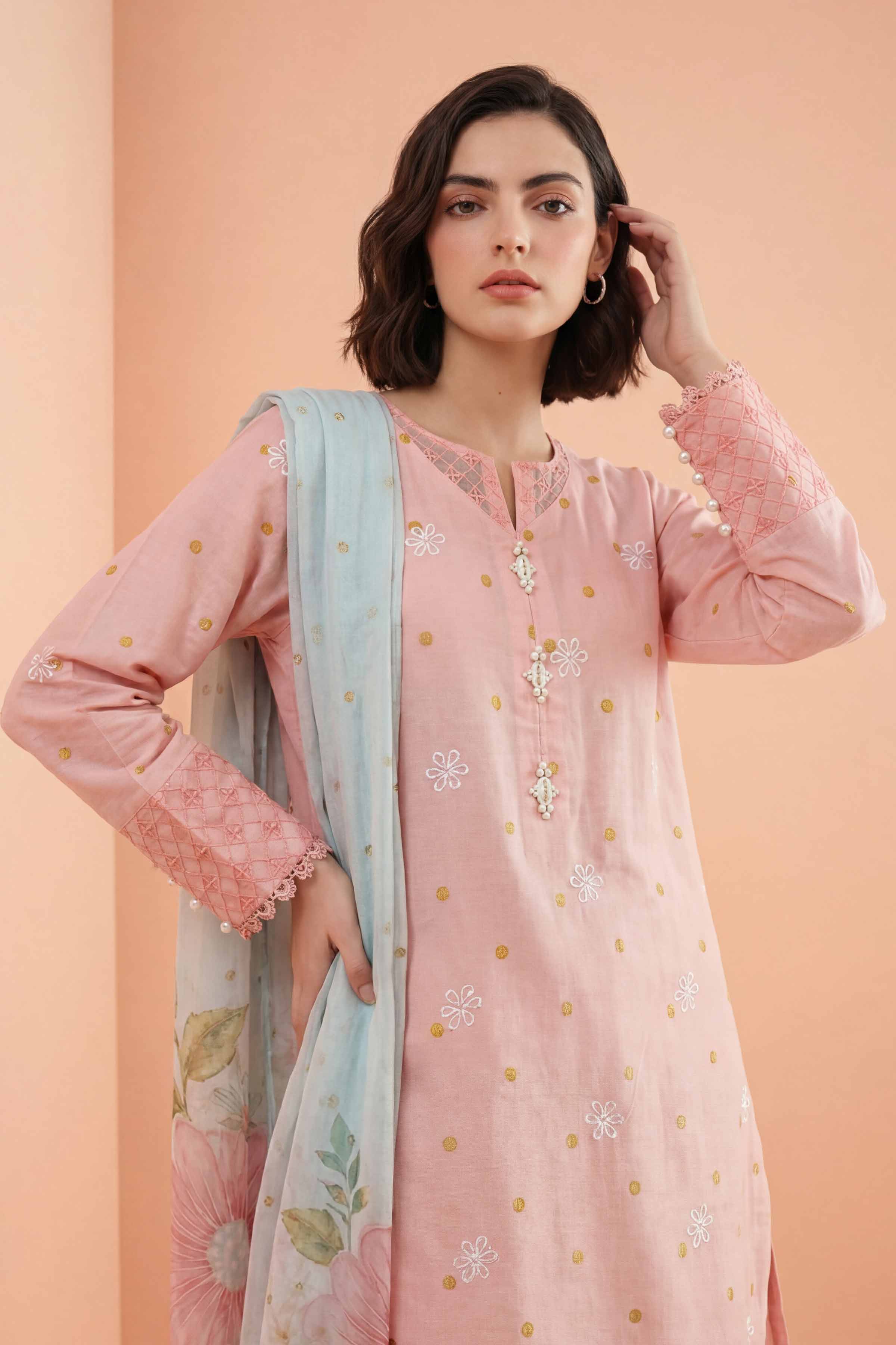 3 Piece - Embroidered Suit - PE26-338 - Image 5