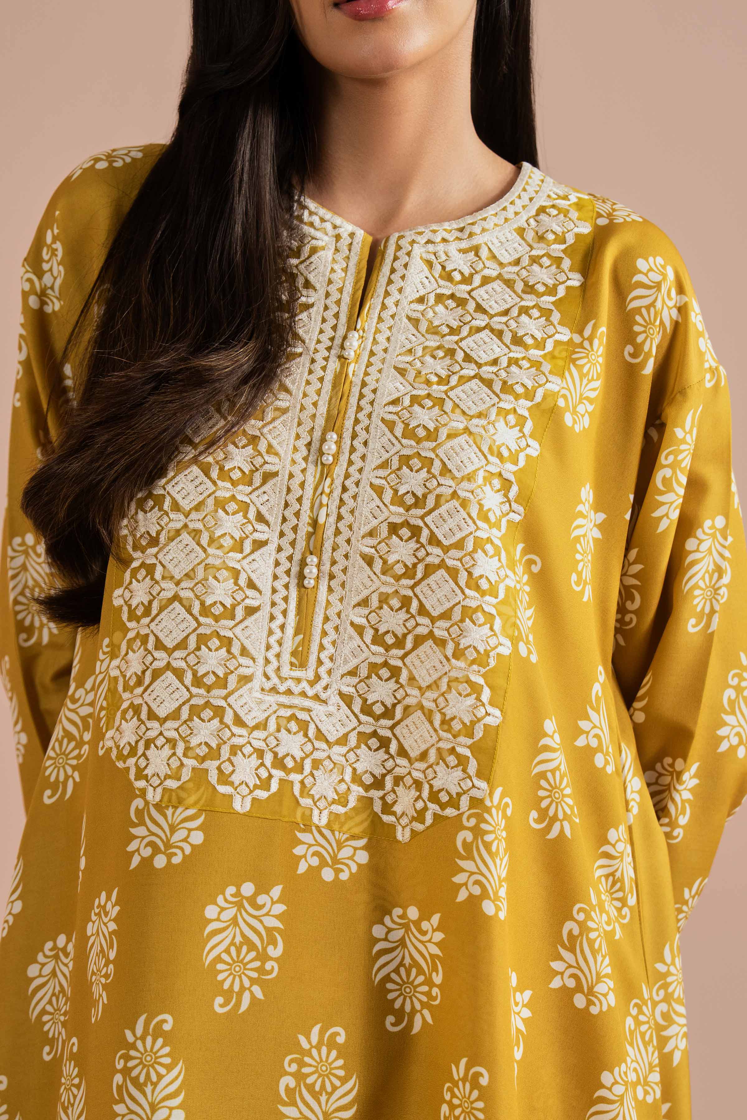 2 Piece - Printed Embroidered Suit - PE26-34 - Image 8
