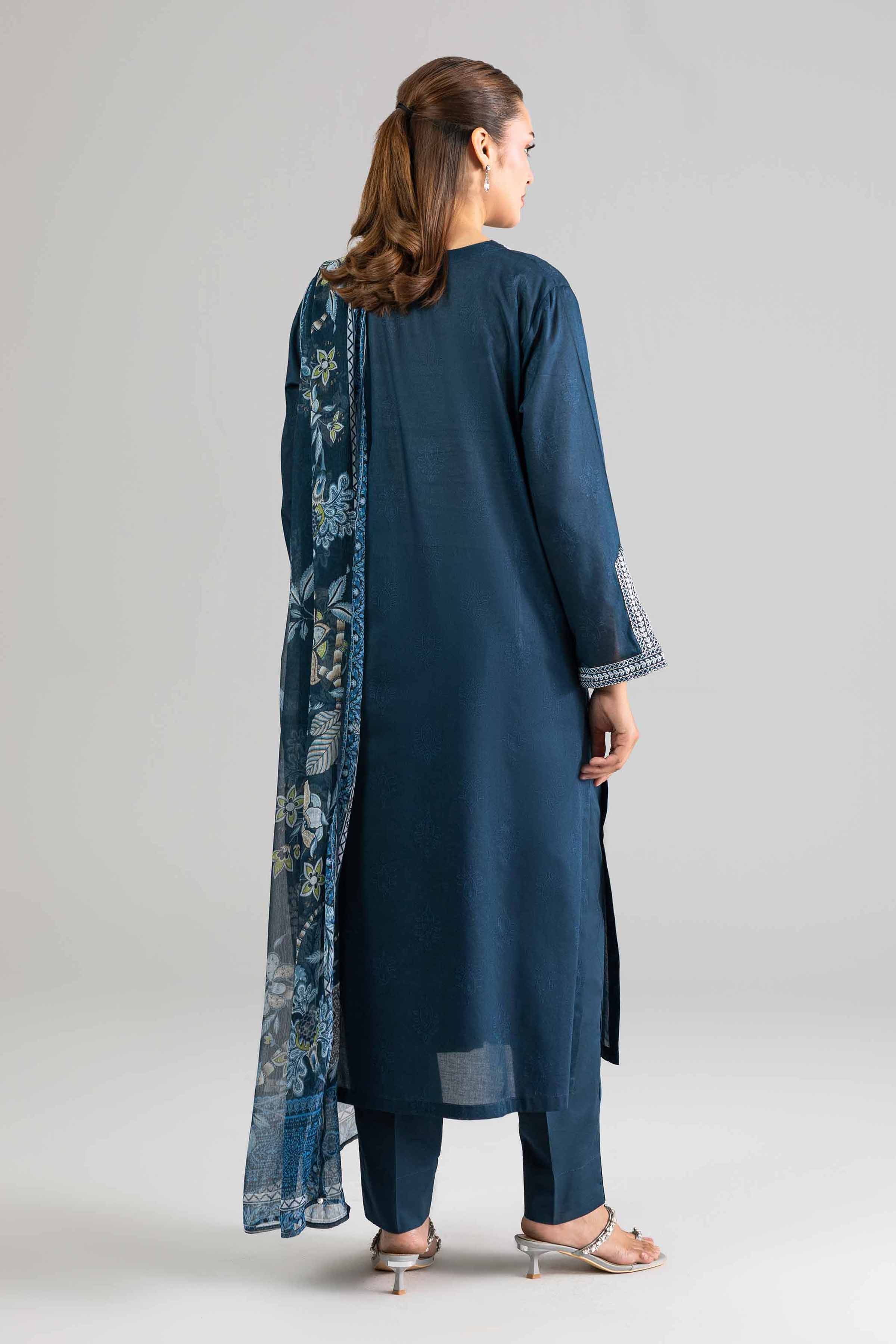 3 Piece - Printed Embroidered Suit - PE26-342 - Image 4