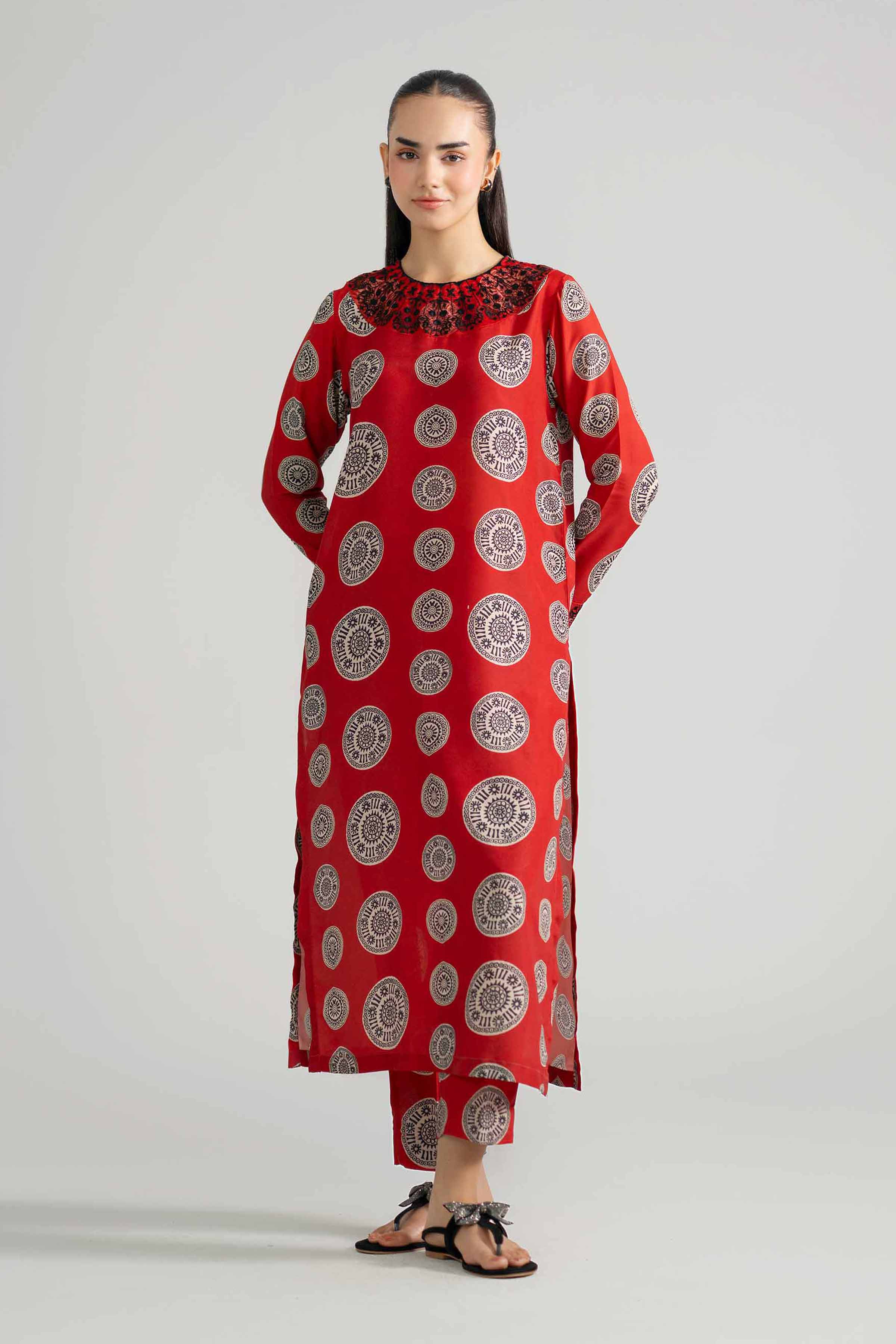 2 Piece - Printed Embroidered Suit - PE26-349 - Image 4