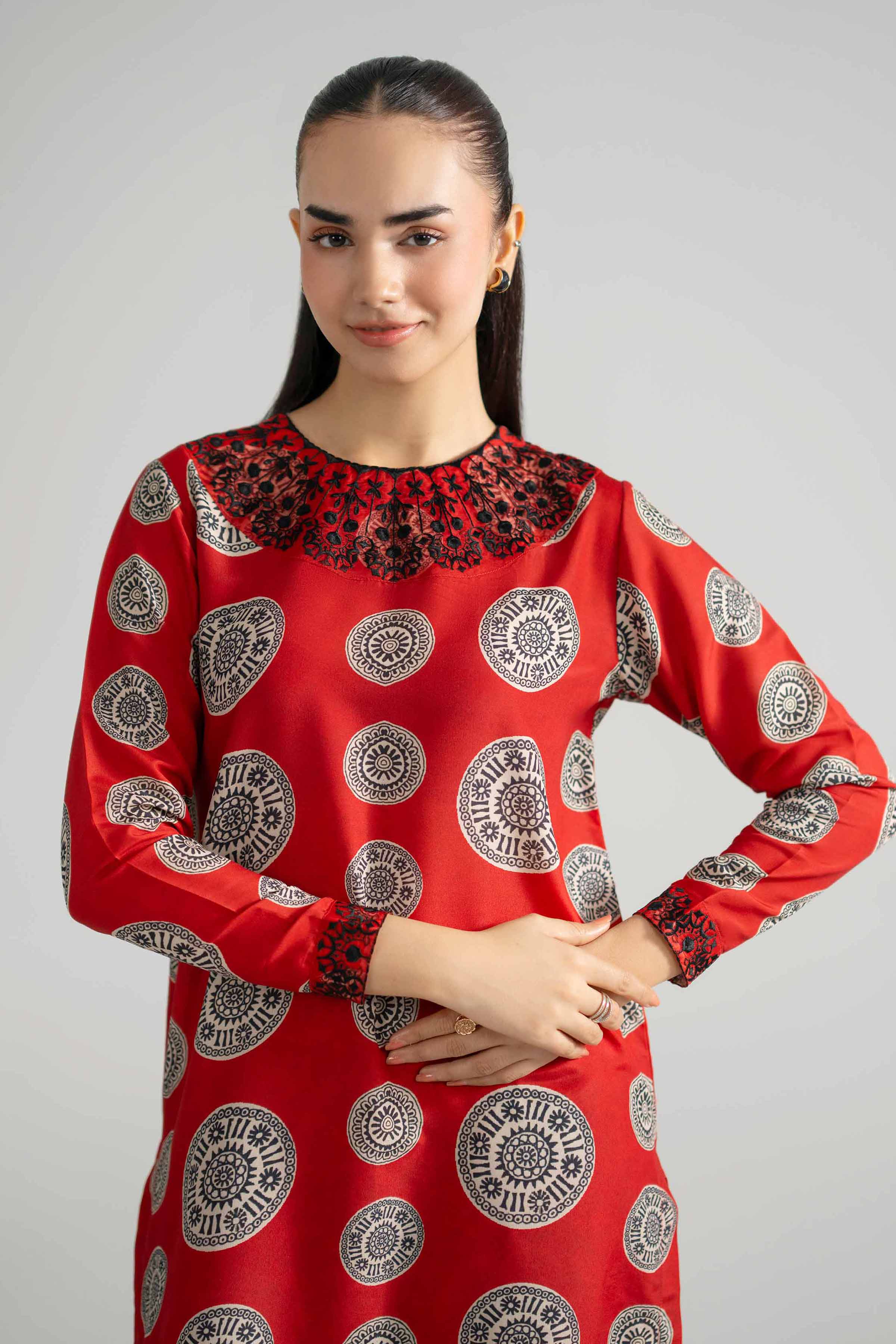 2 Piece - Printed Embroidered Suit - PE26-349 - Image 5