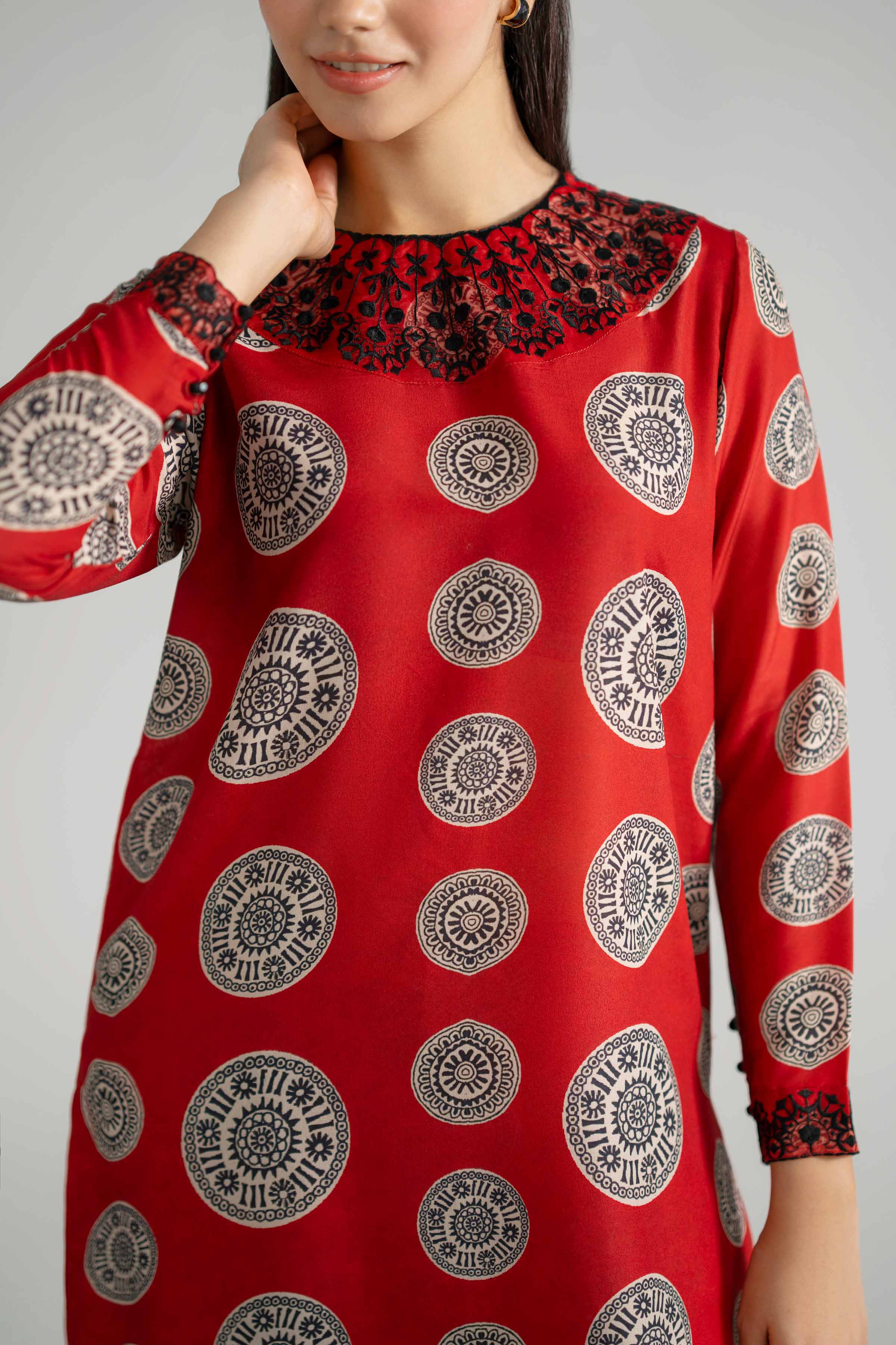 2 Piece - Printed Embroidered Suit - PE26-349 - Image 6