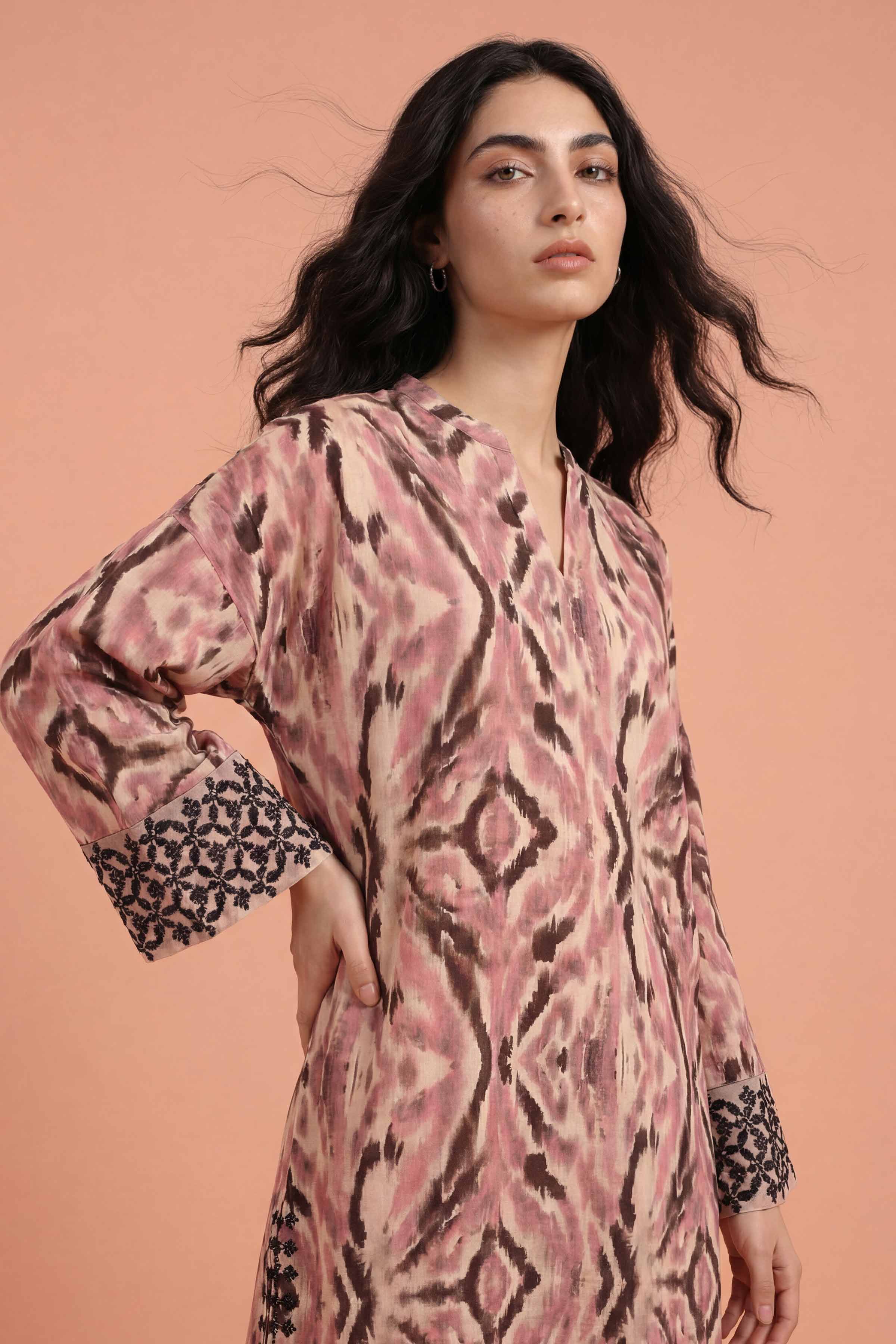 2 Piece - Printed Embroidered Suit - PE26-352 - Image 2