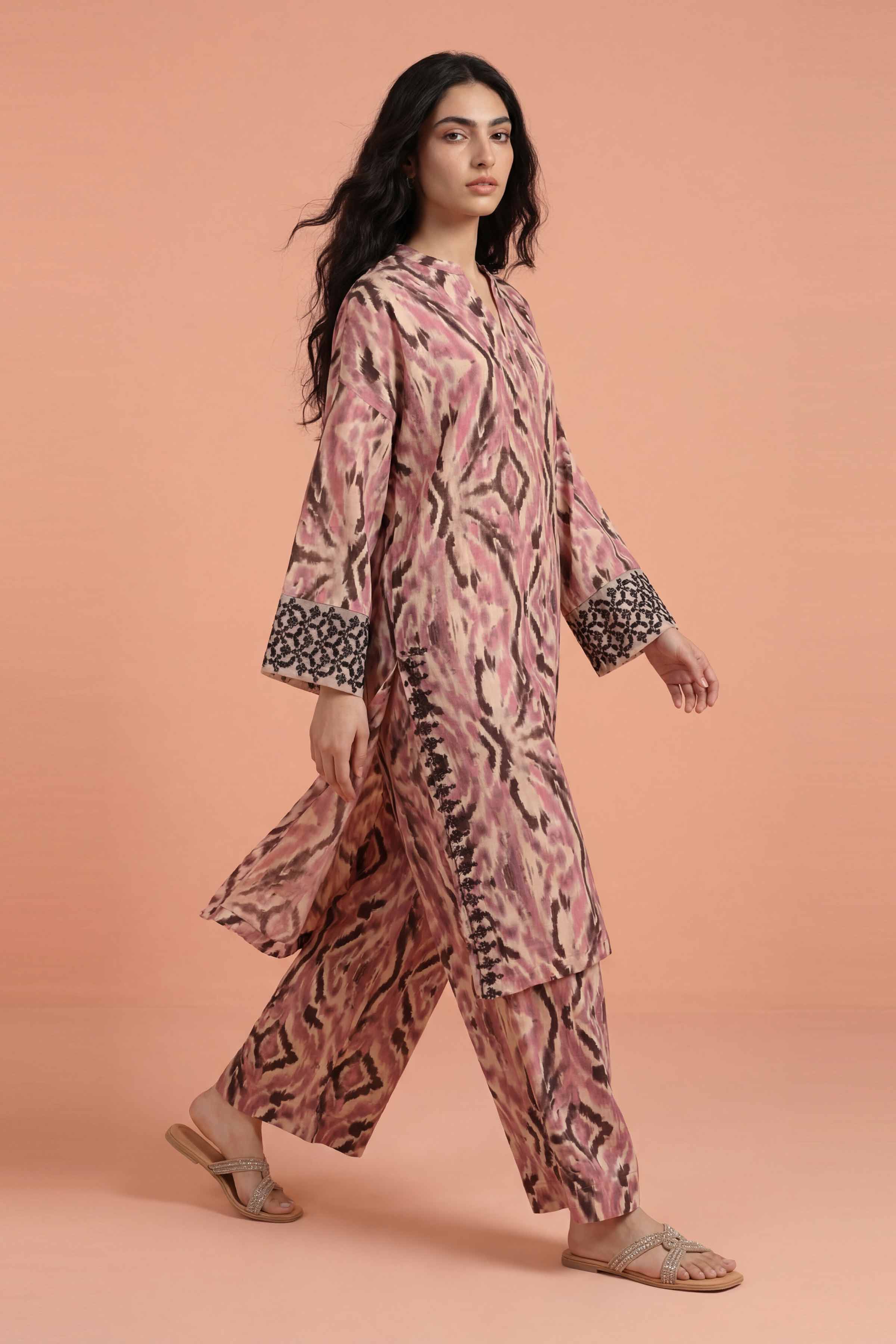 2 Piece - Printed Embroidered Suit - PE26-352 - Image 6