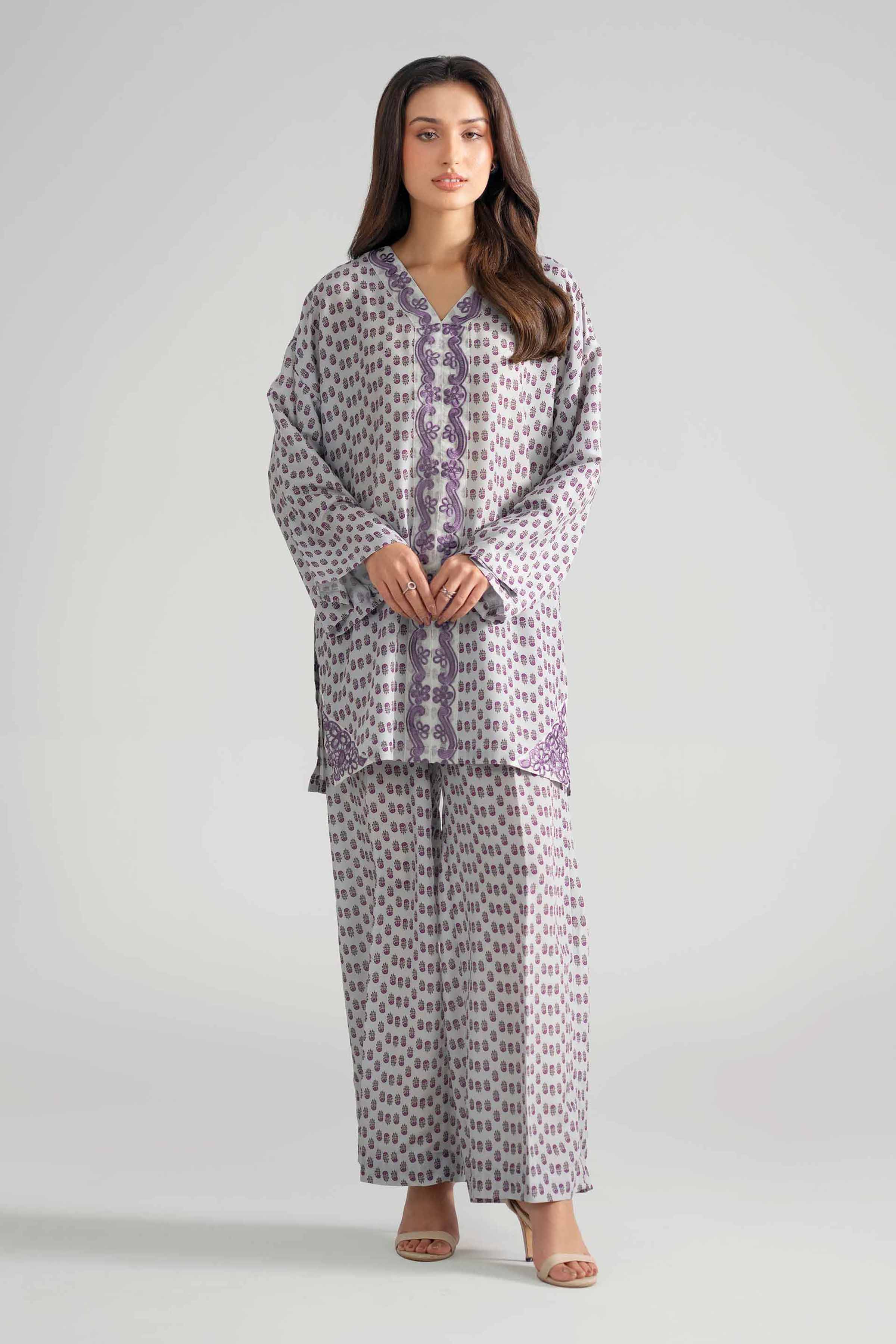 2 Piece - Printed Embroidered Suit - PE26-353 - Image 3