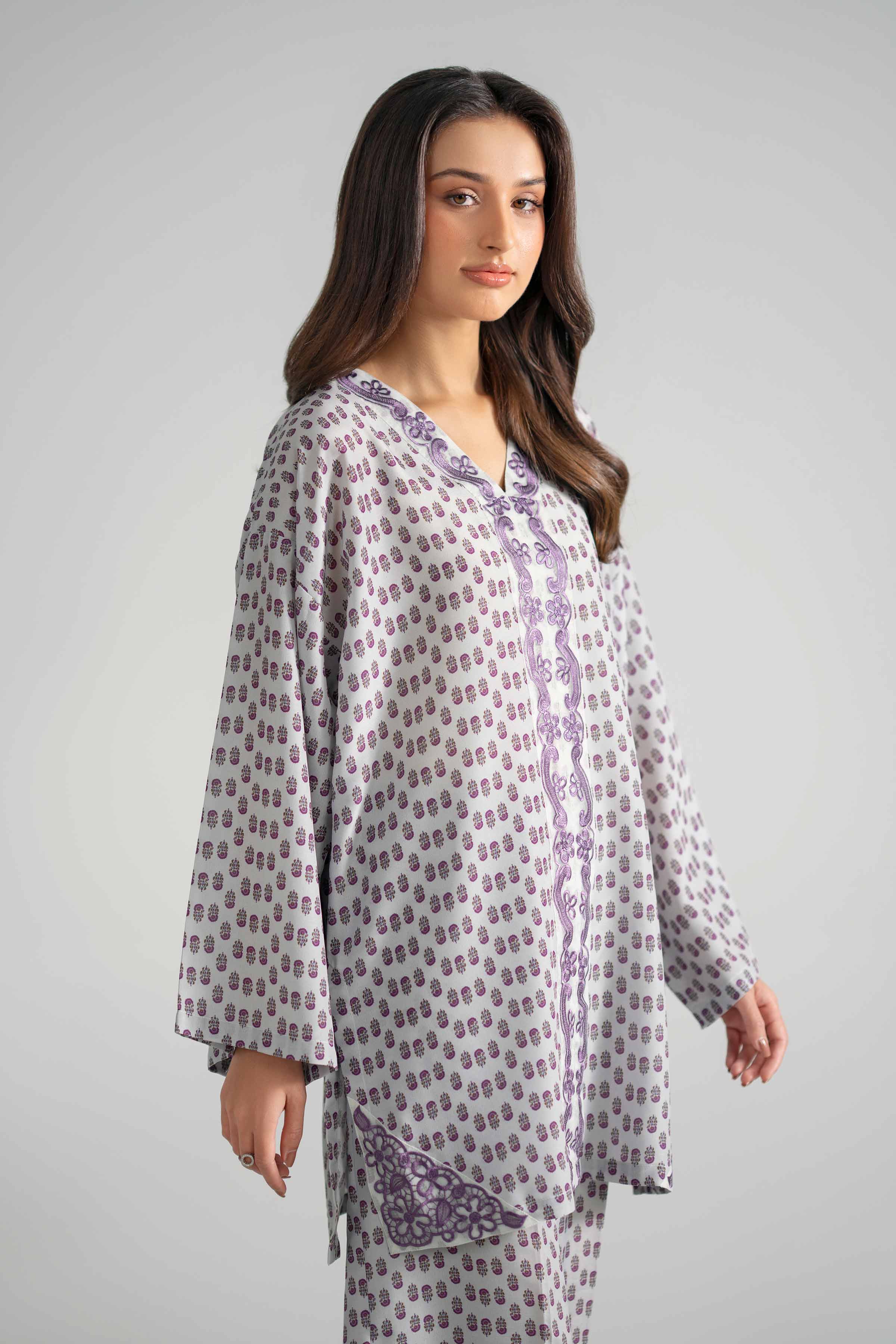 2 Piece - Printed Embroidered Suit - PE26-353 - Image 5