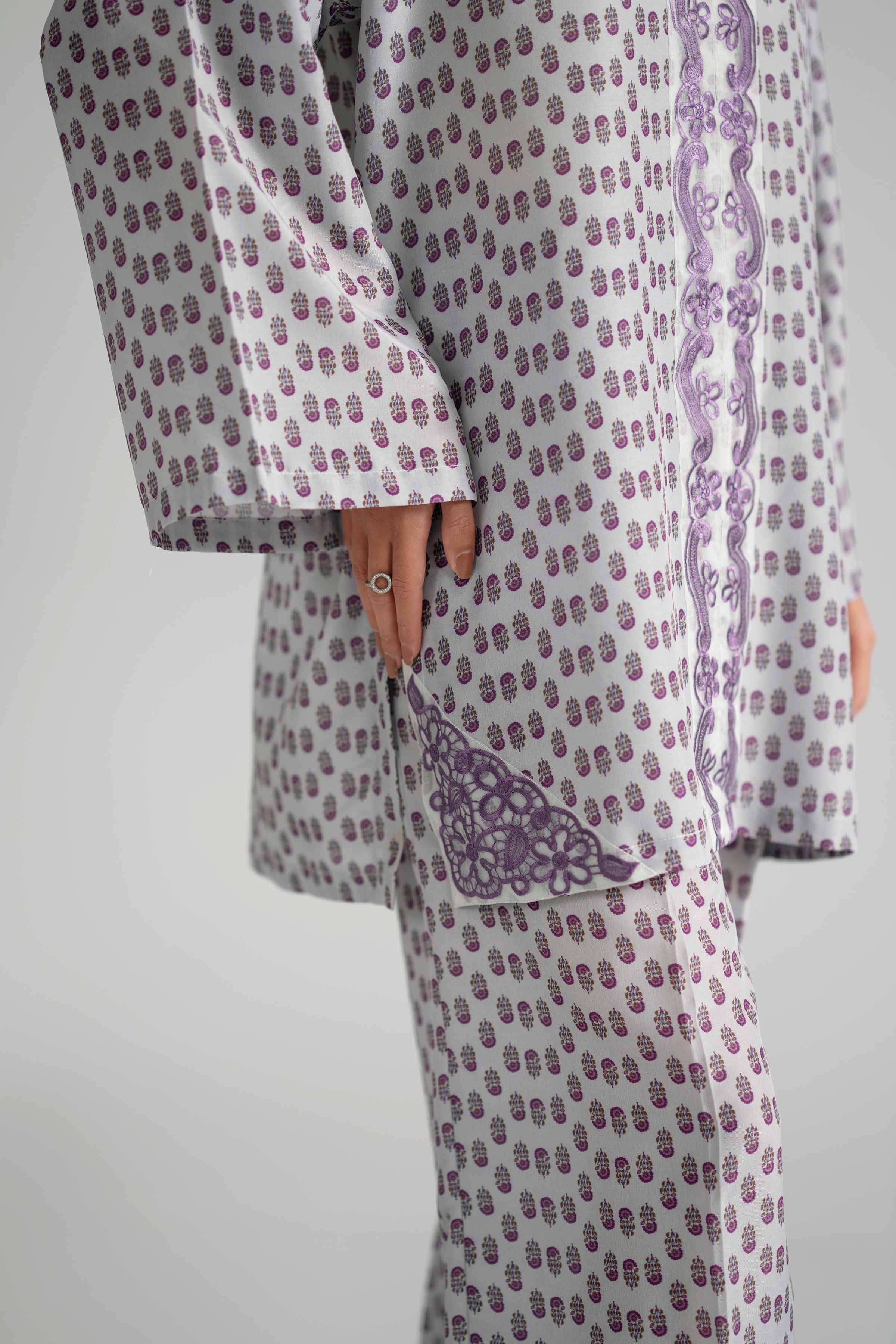 2 Piece - Printed Embroidered Suit - PE26-353 - Image 7
