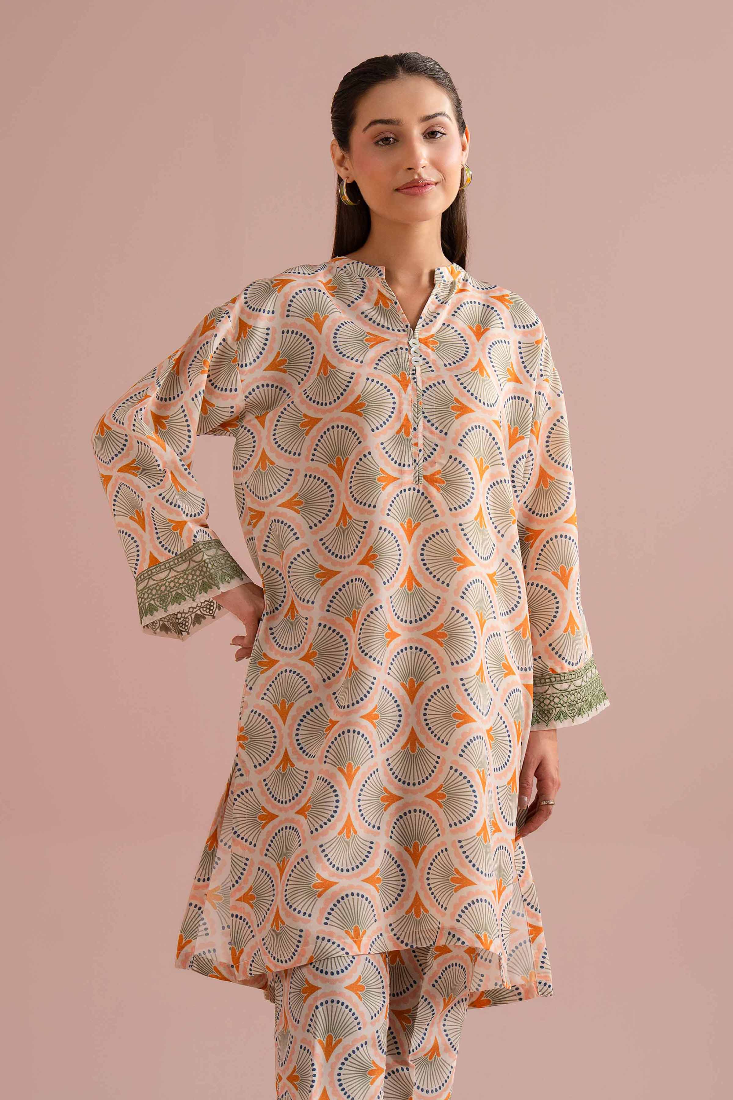 2 Piece - Printed Embroidered Suit - PE26-354 - Image 2