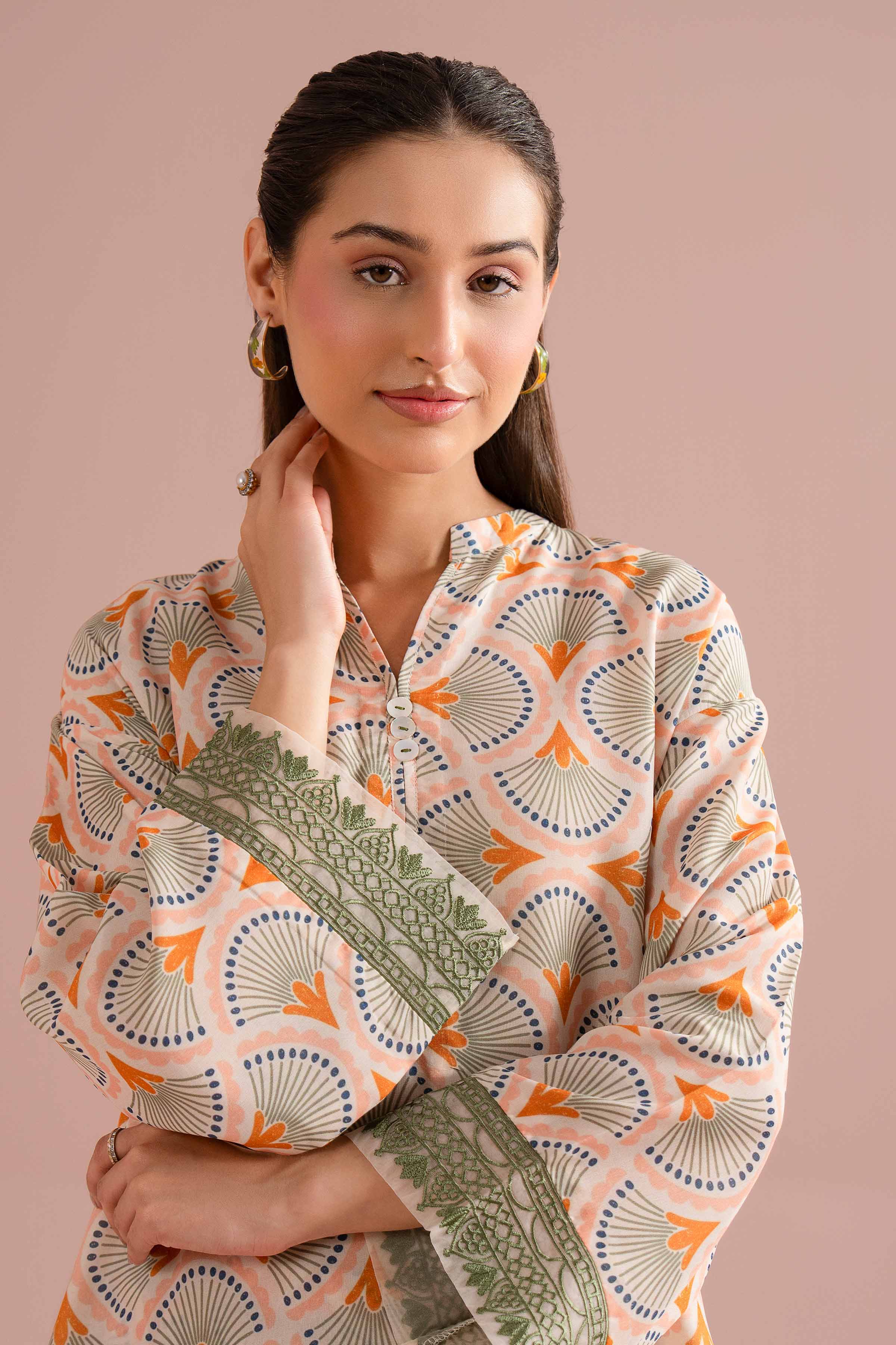 2 Piece - Printed Embroidered Suit - PE26-354 - Image 6