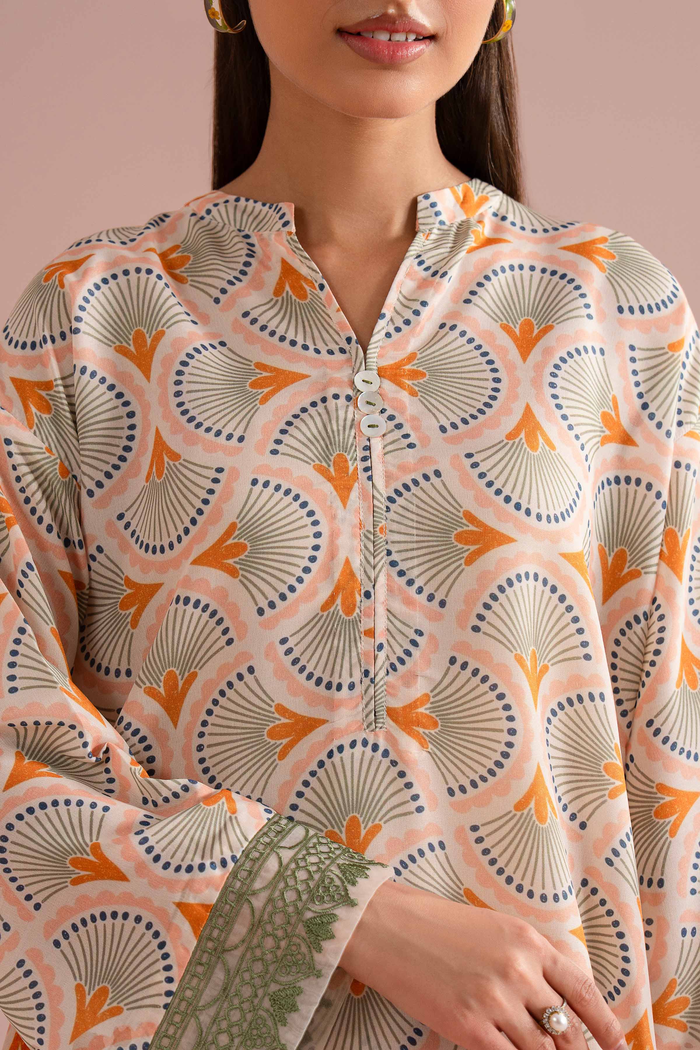2 Piece - Printed Embroidered Suit - PE26-354 - Image 7