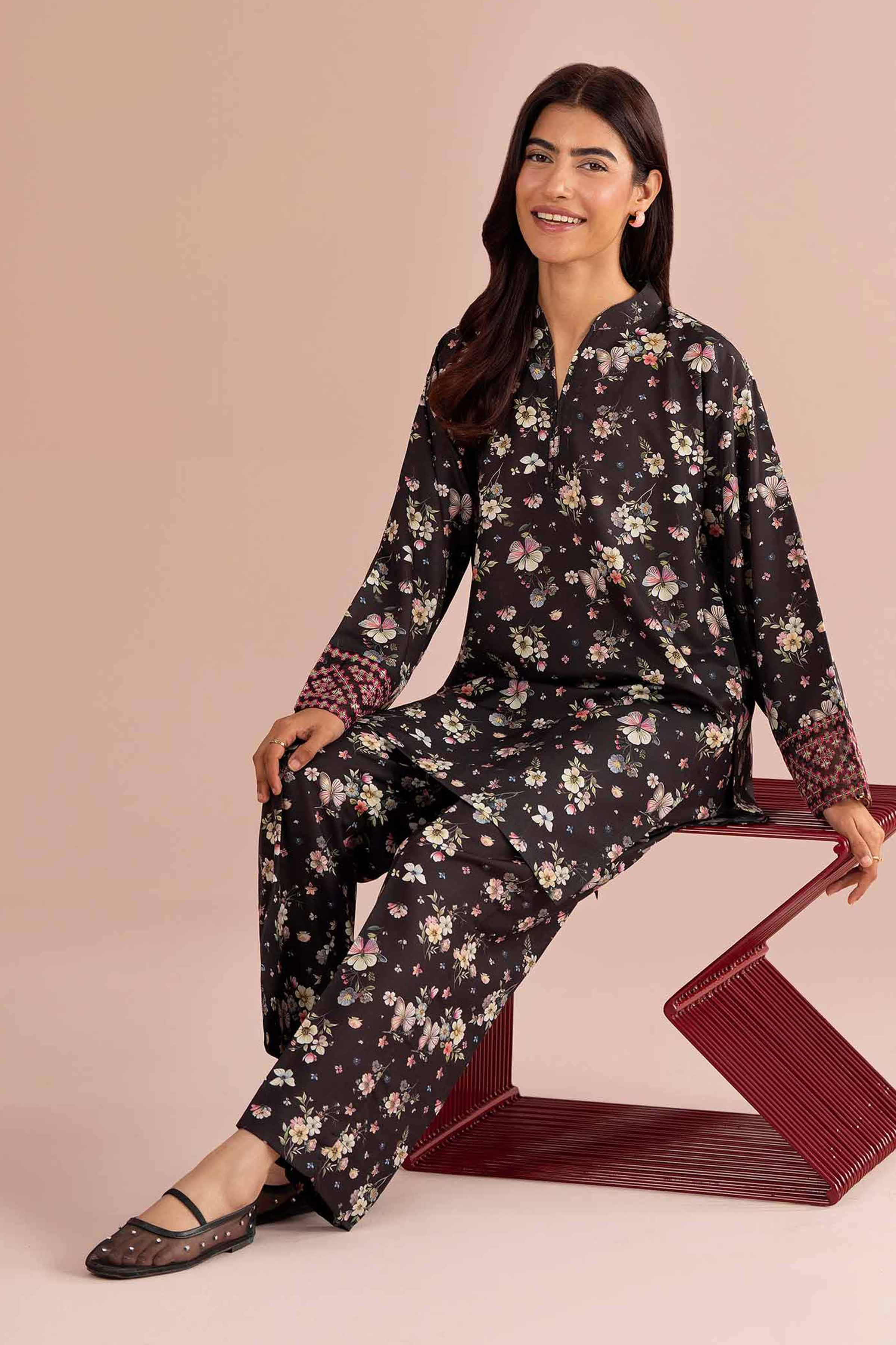 2 Piece - Printed Embroidered Suit - PE26-414 - Image 7