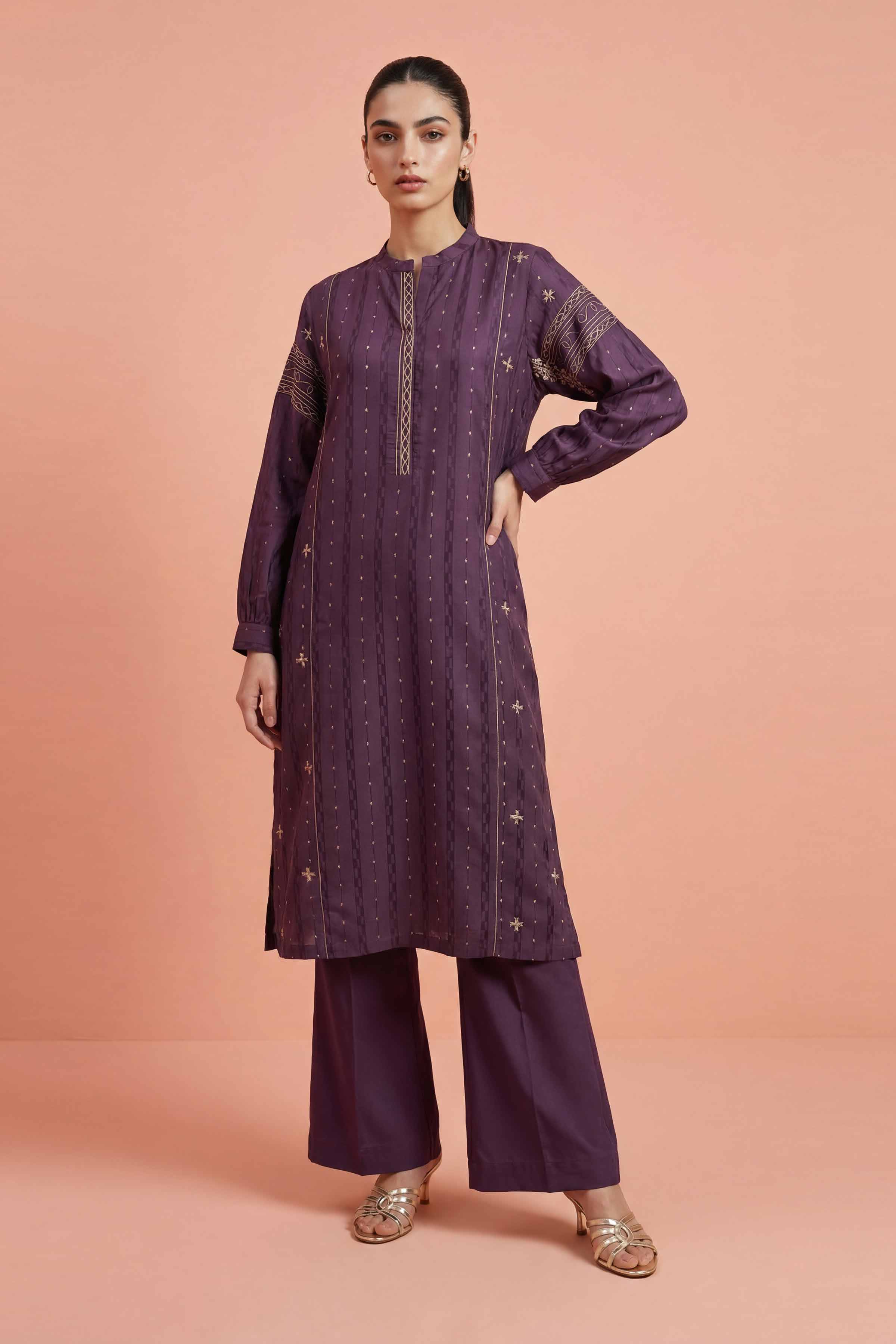 2 Piece - Embroidered Suit - PE26-458 - Image 3