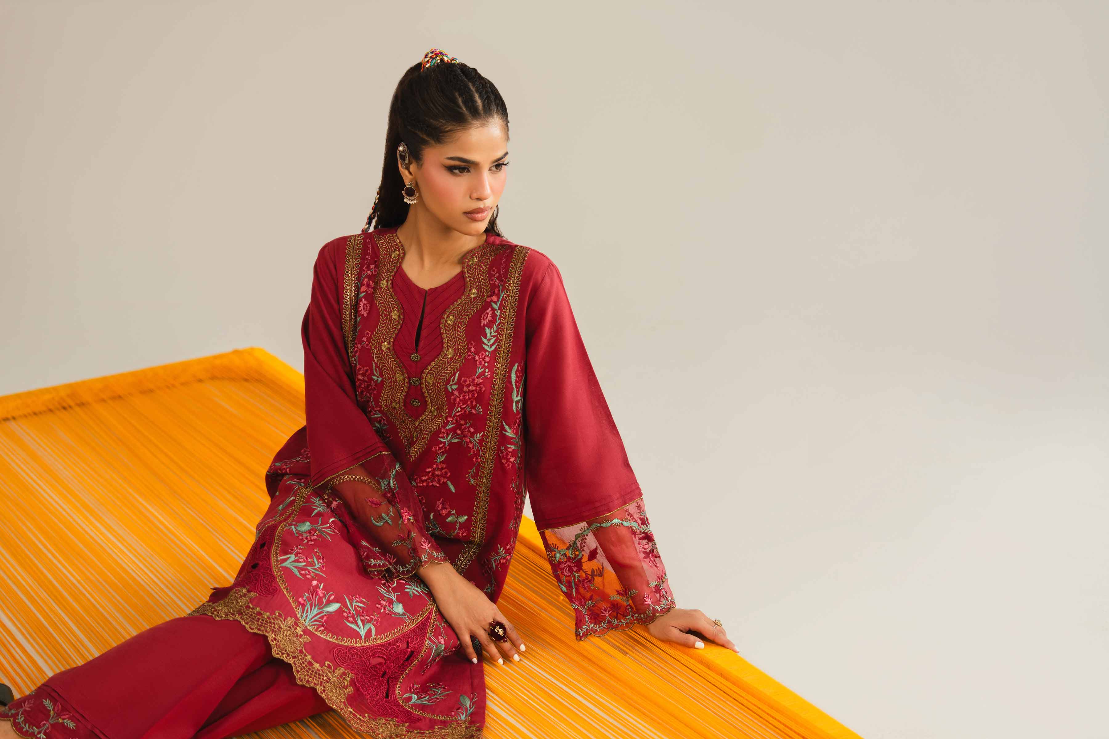 2 Piece - Embroidered Suit - PE26-46 - Image 9