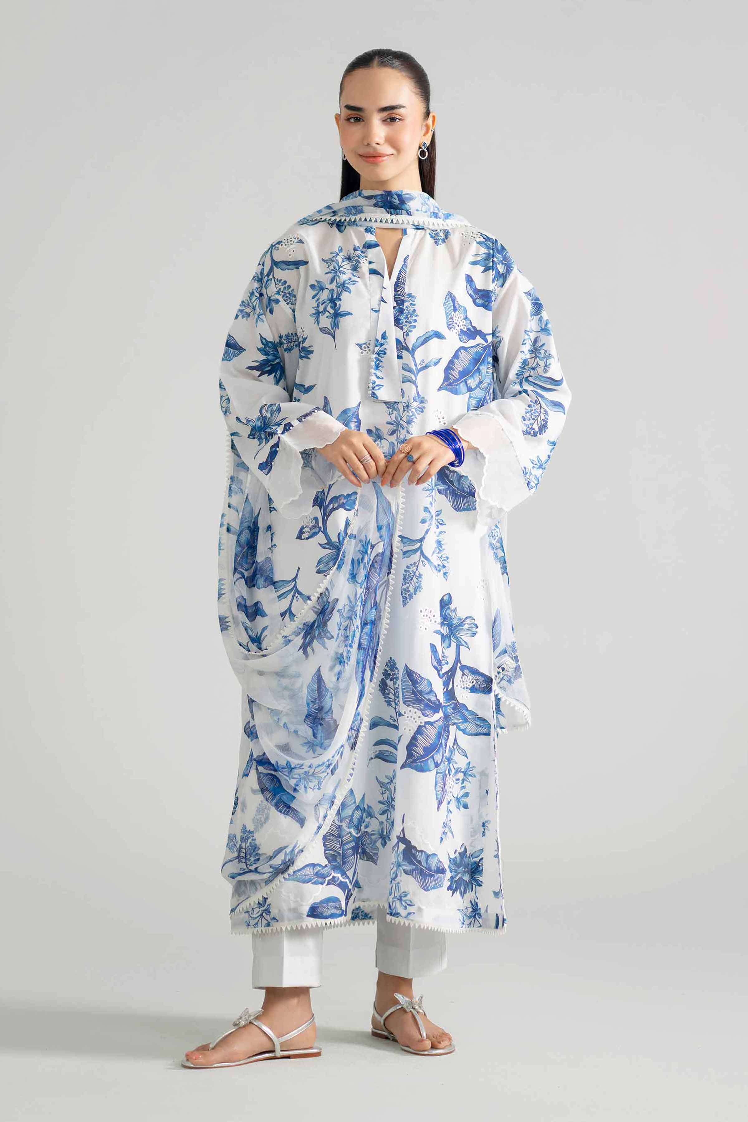 3 Piece - Printed Embroidered Suit - PE26-494 - Image 5