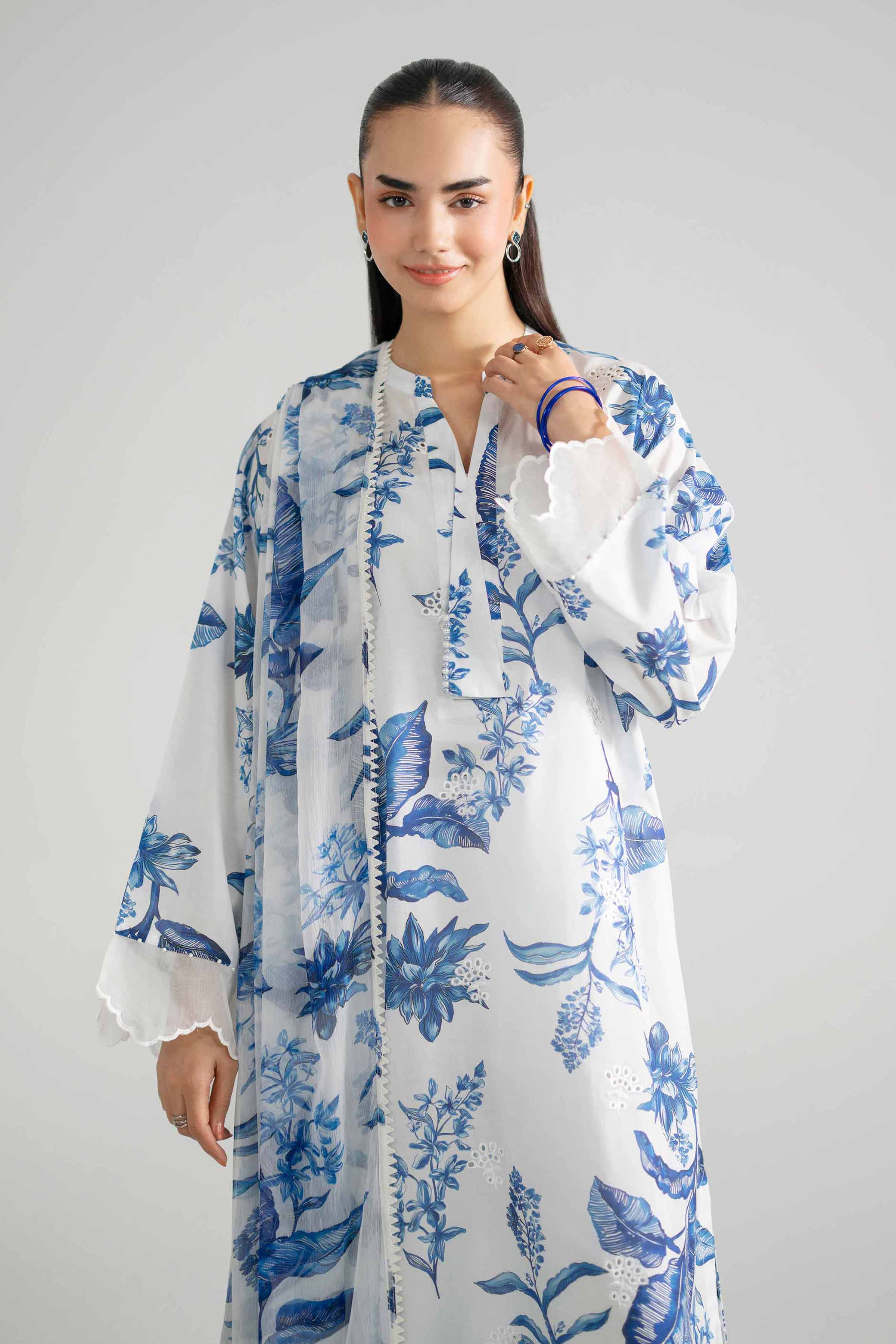 3 Piece - Printed Embroidered Suit - PE26-494 - Image 7