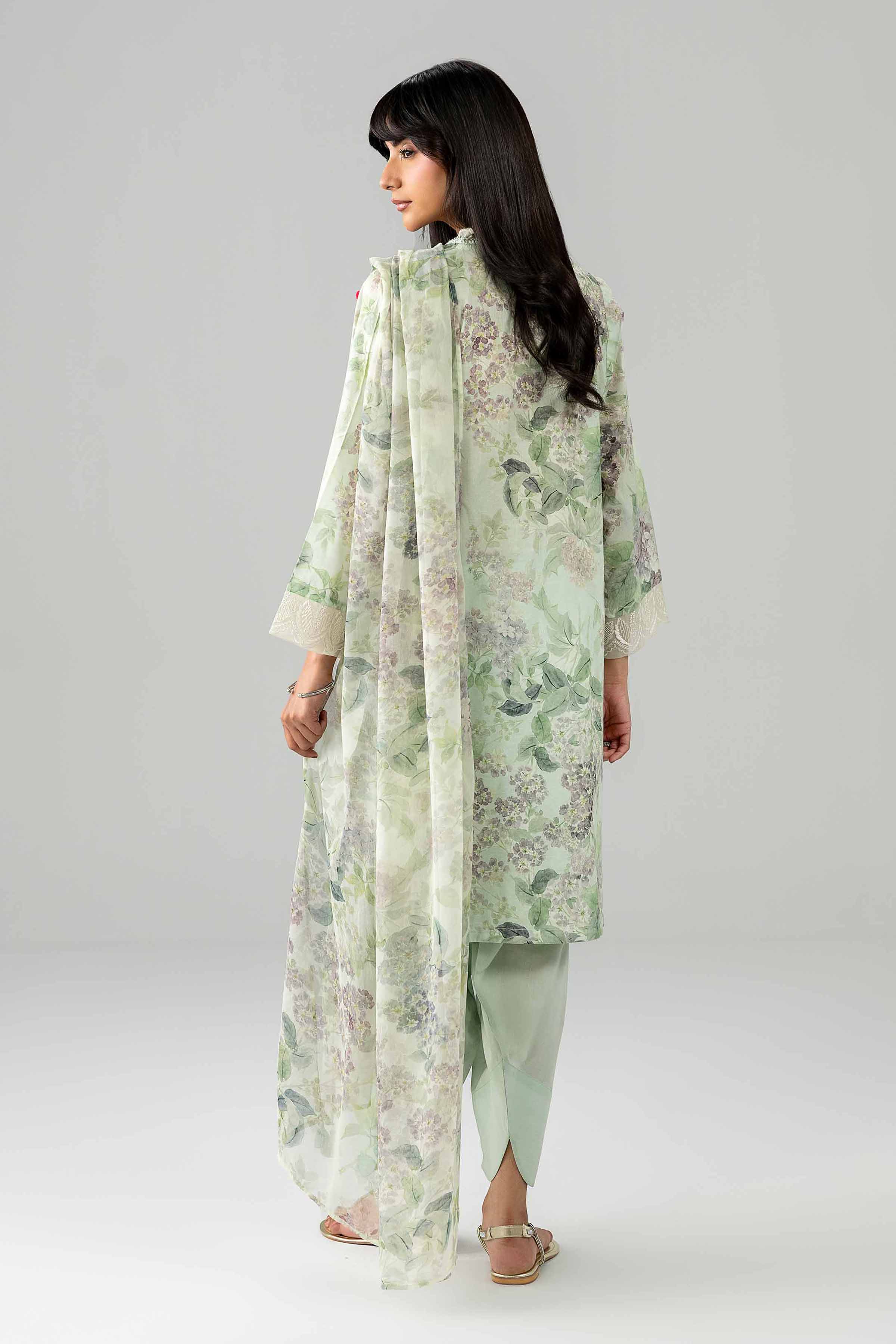 3 Piece - Printed Embroidered Suit - PE26-495 - Image 3