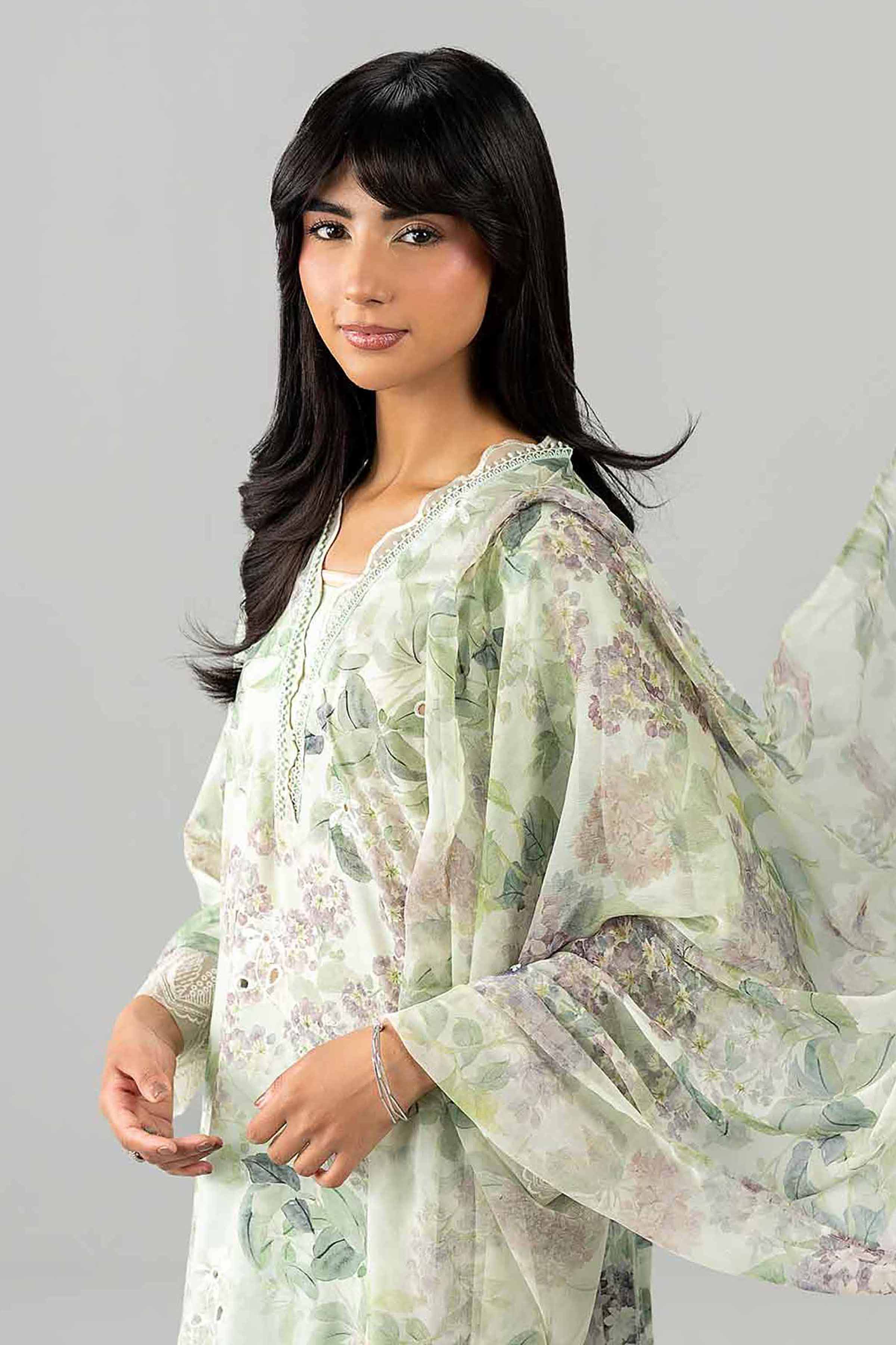 3 Piece - Printed Embroidered Suit - PE26-495 - Image 7