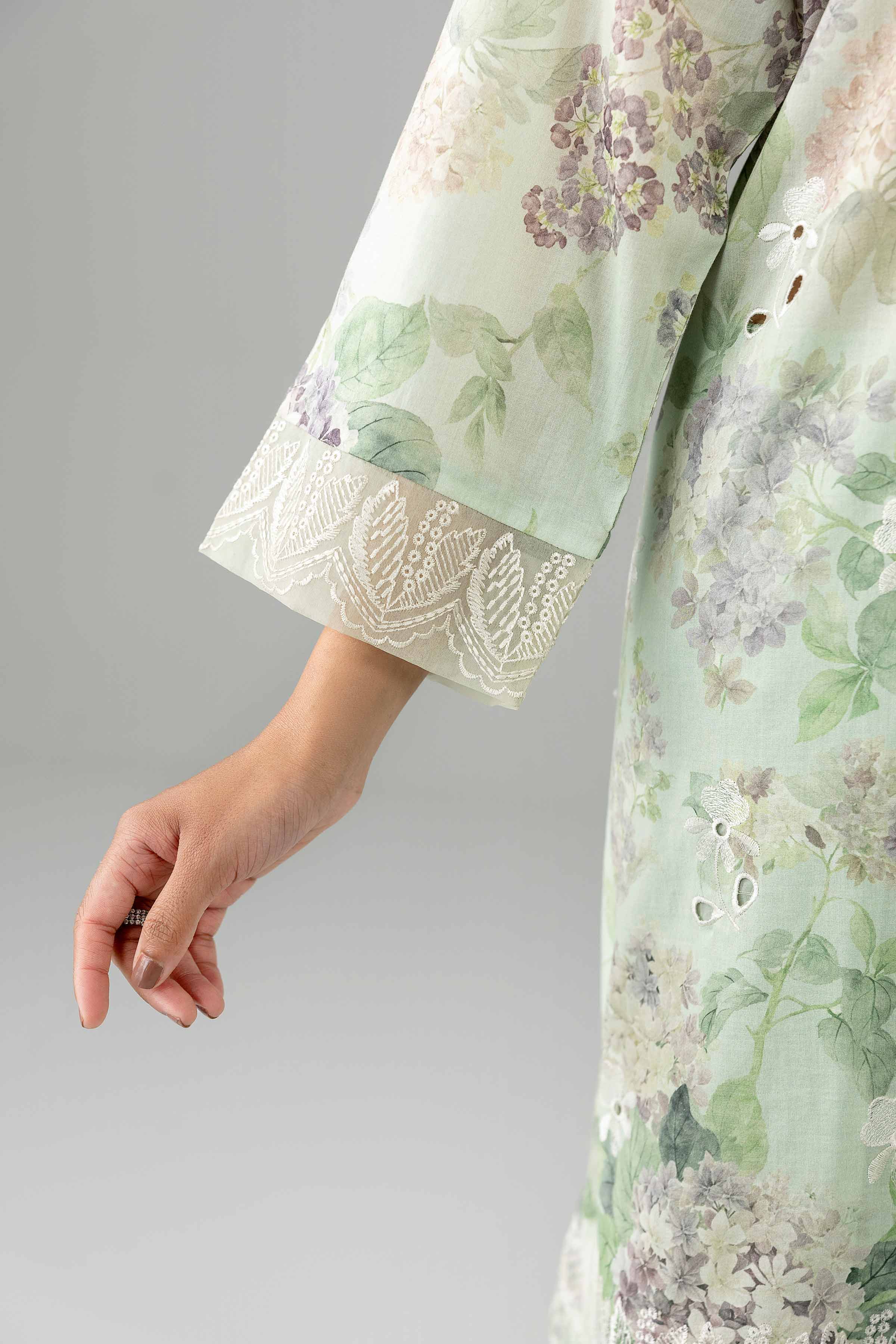 3 Piece - Printed Embroidered Suit - PE26-495 - Image 8