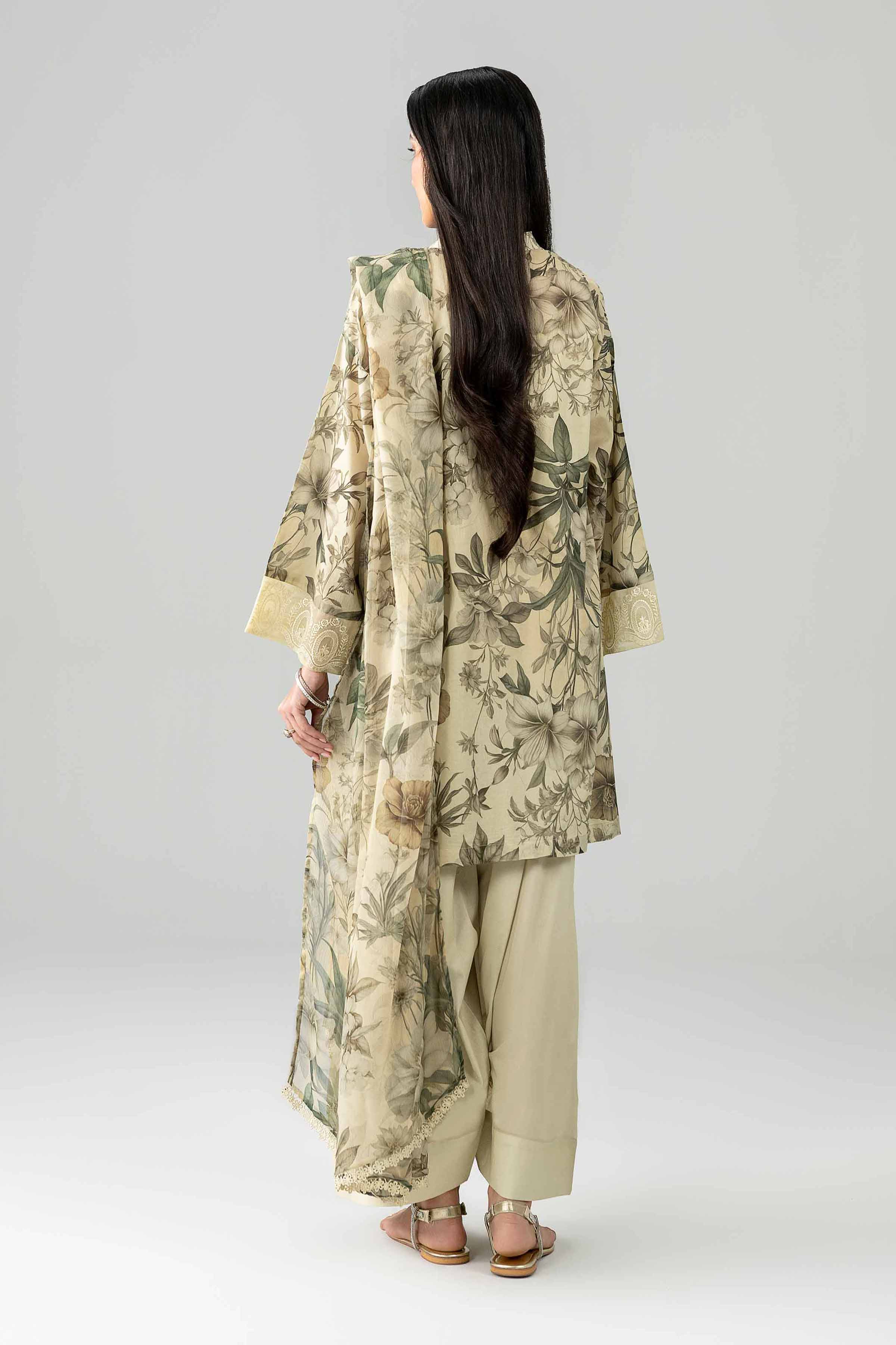 3 Piece - Printed Embroidered Suit - PE26-497 - Image 4