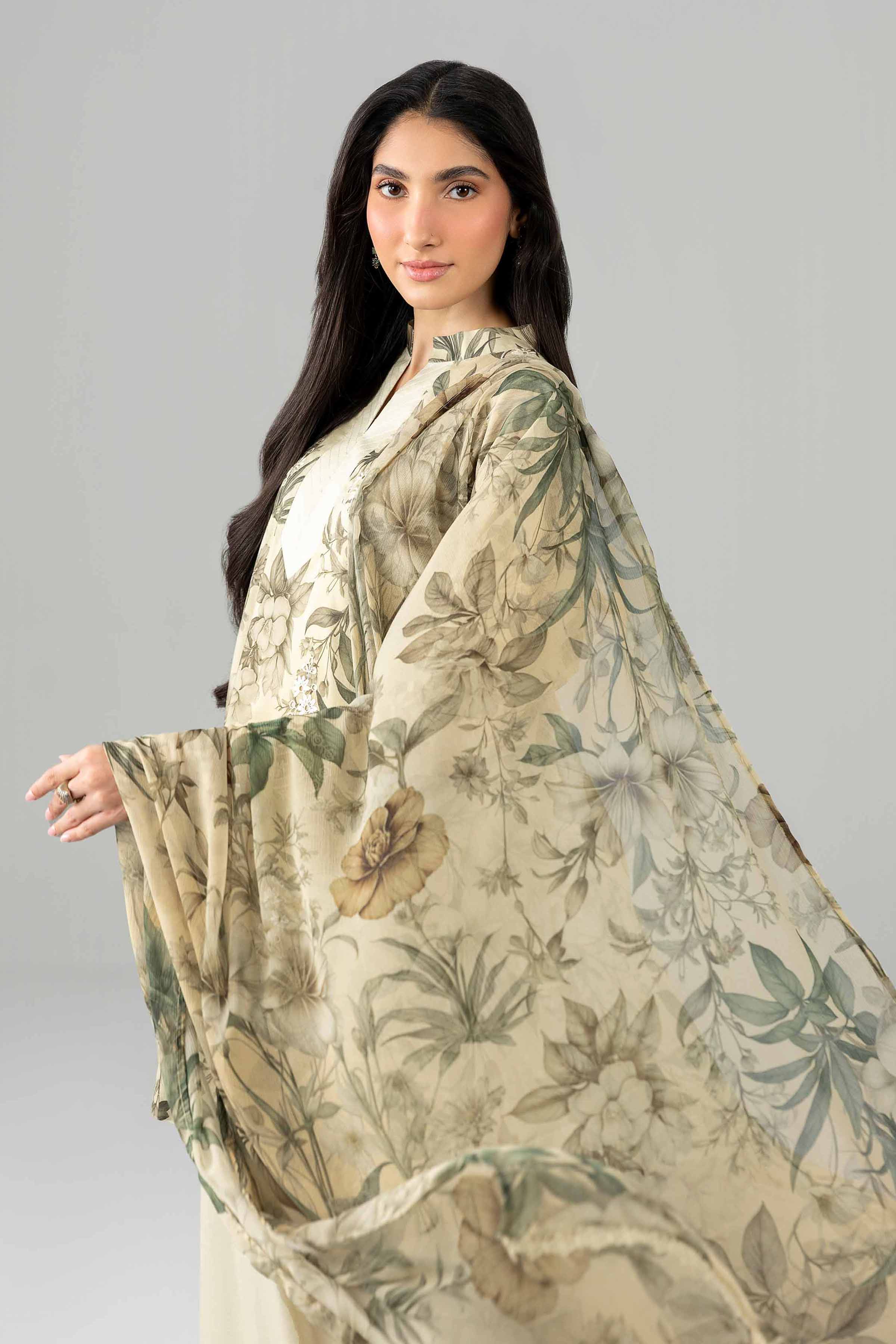 3 Piece - Printed Embroidered Suit - PE26-497 - Image 6