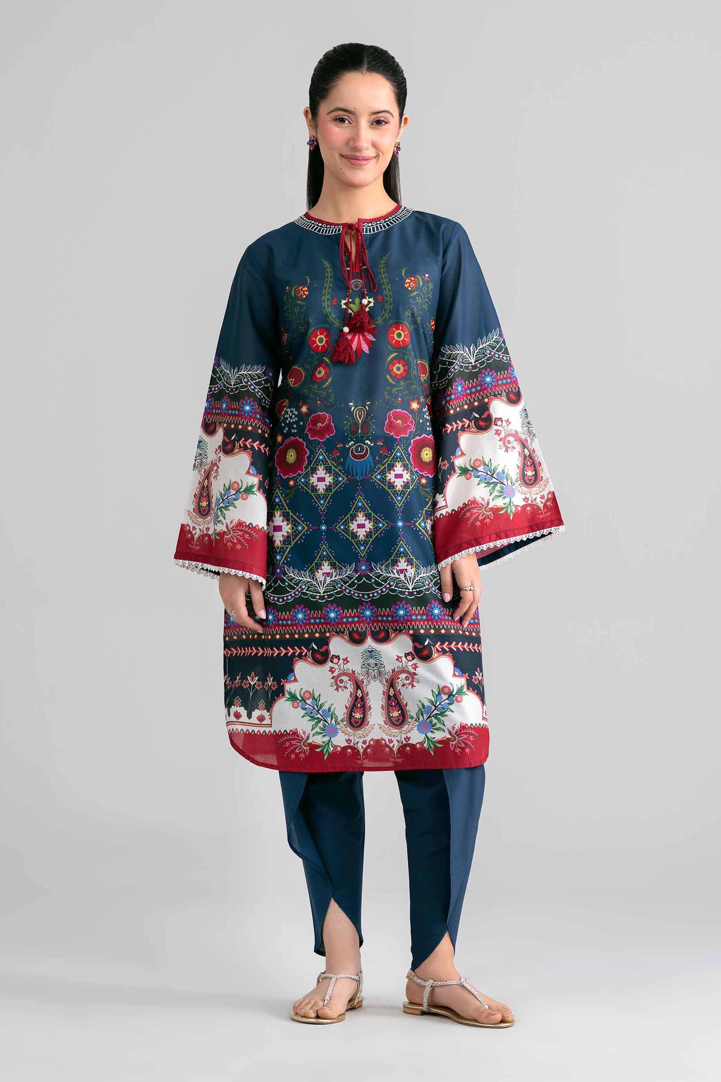 2 Piece - Printed Embroidered Suit - PE26-592 - Image 3