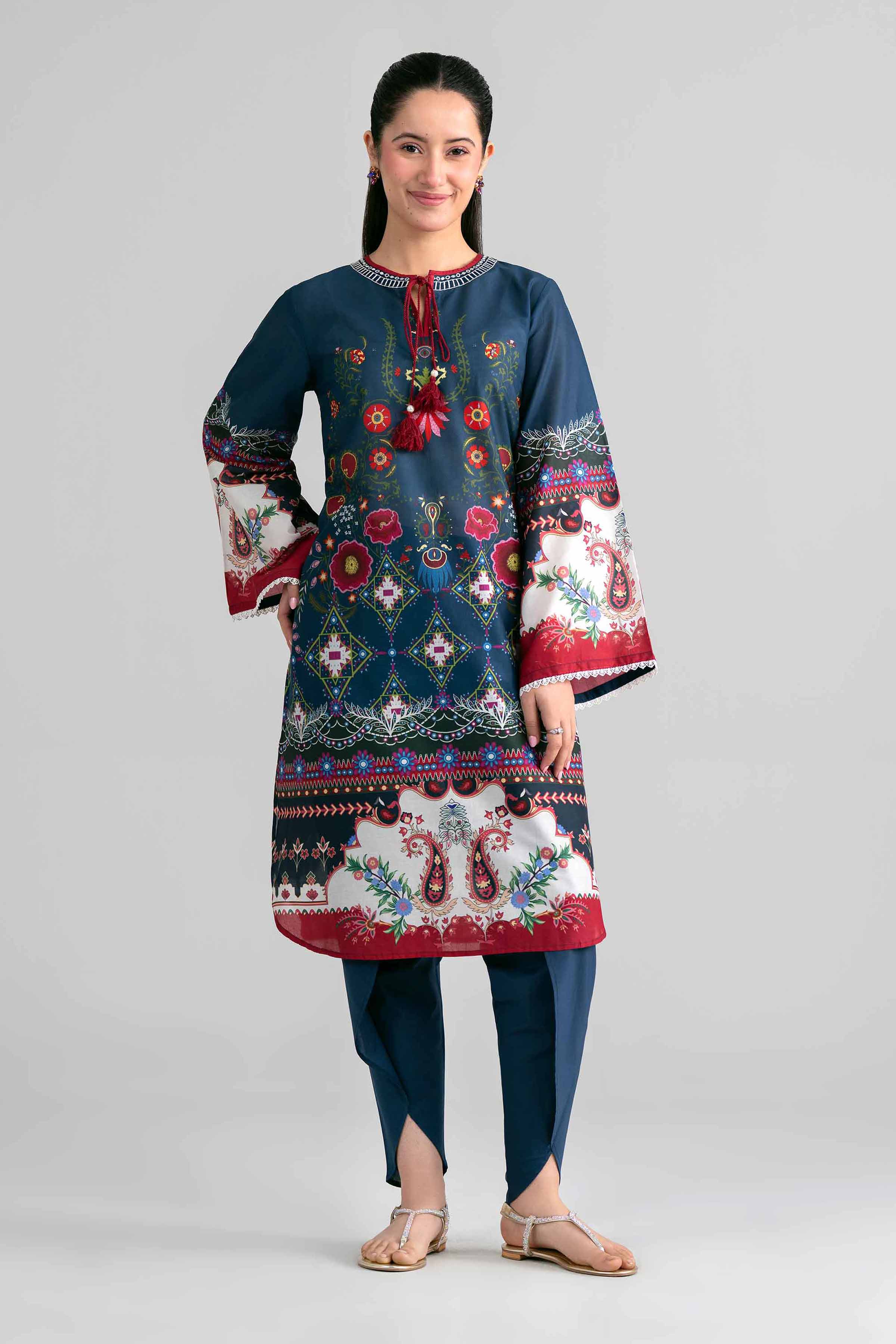 2 Piece - Printed Embroidered Suit - PE26-592 - Image 5