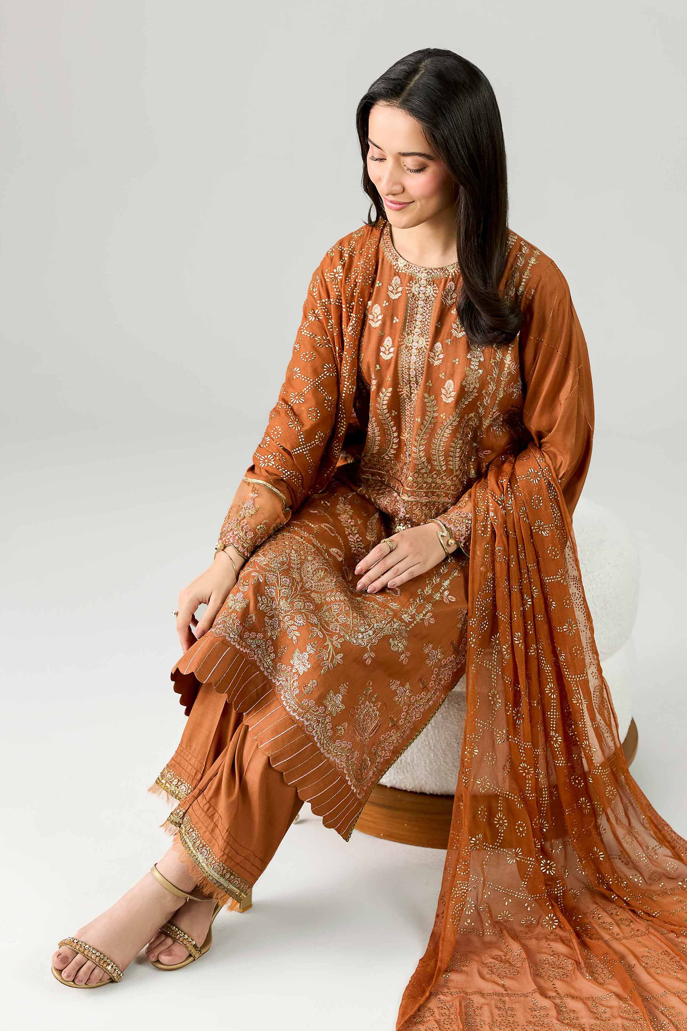 3 Piece - Embroidered Suit - PE26-597 - Image 2