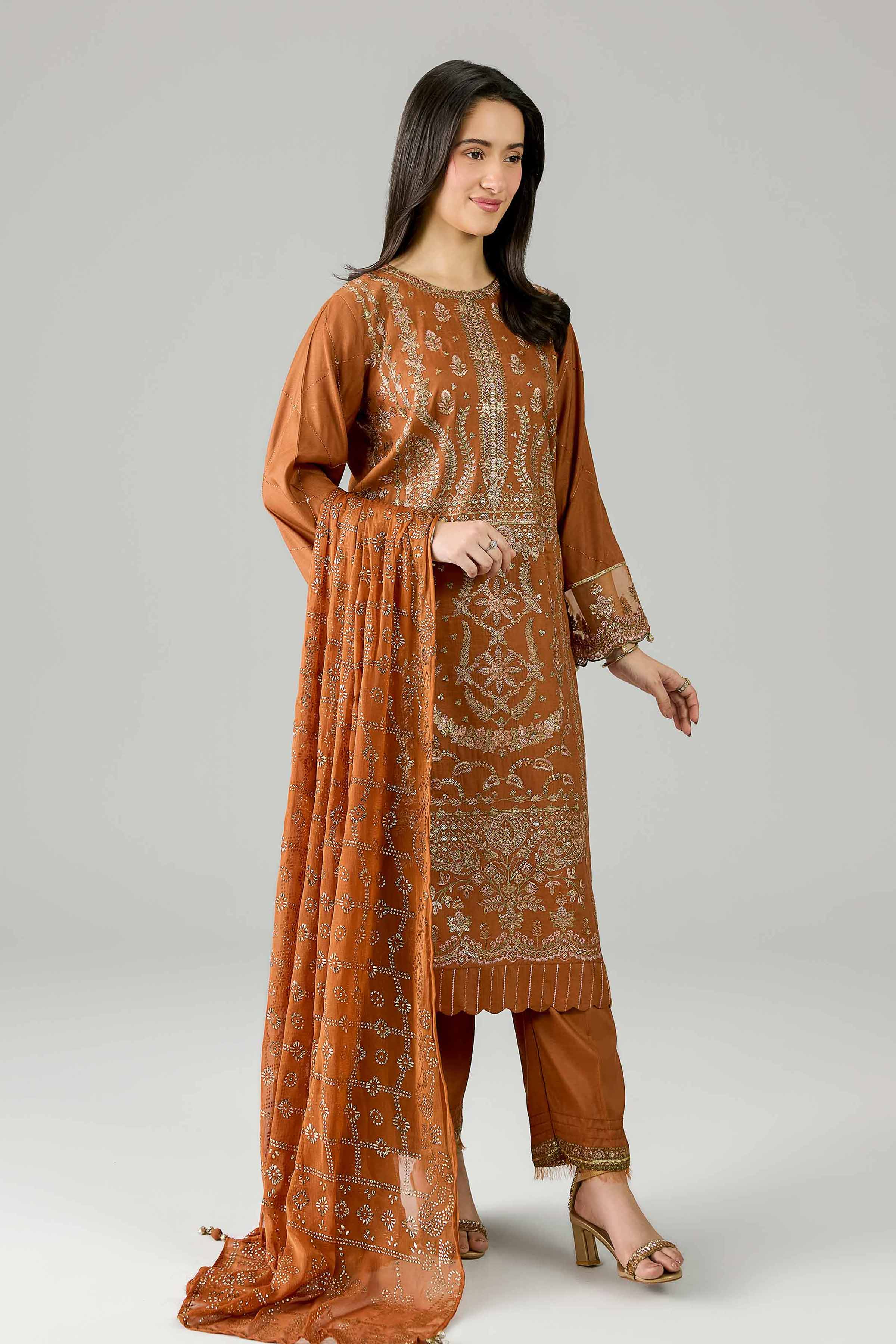 3 Piece - Embroidered Suit - PE26-597 - Image 4