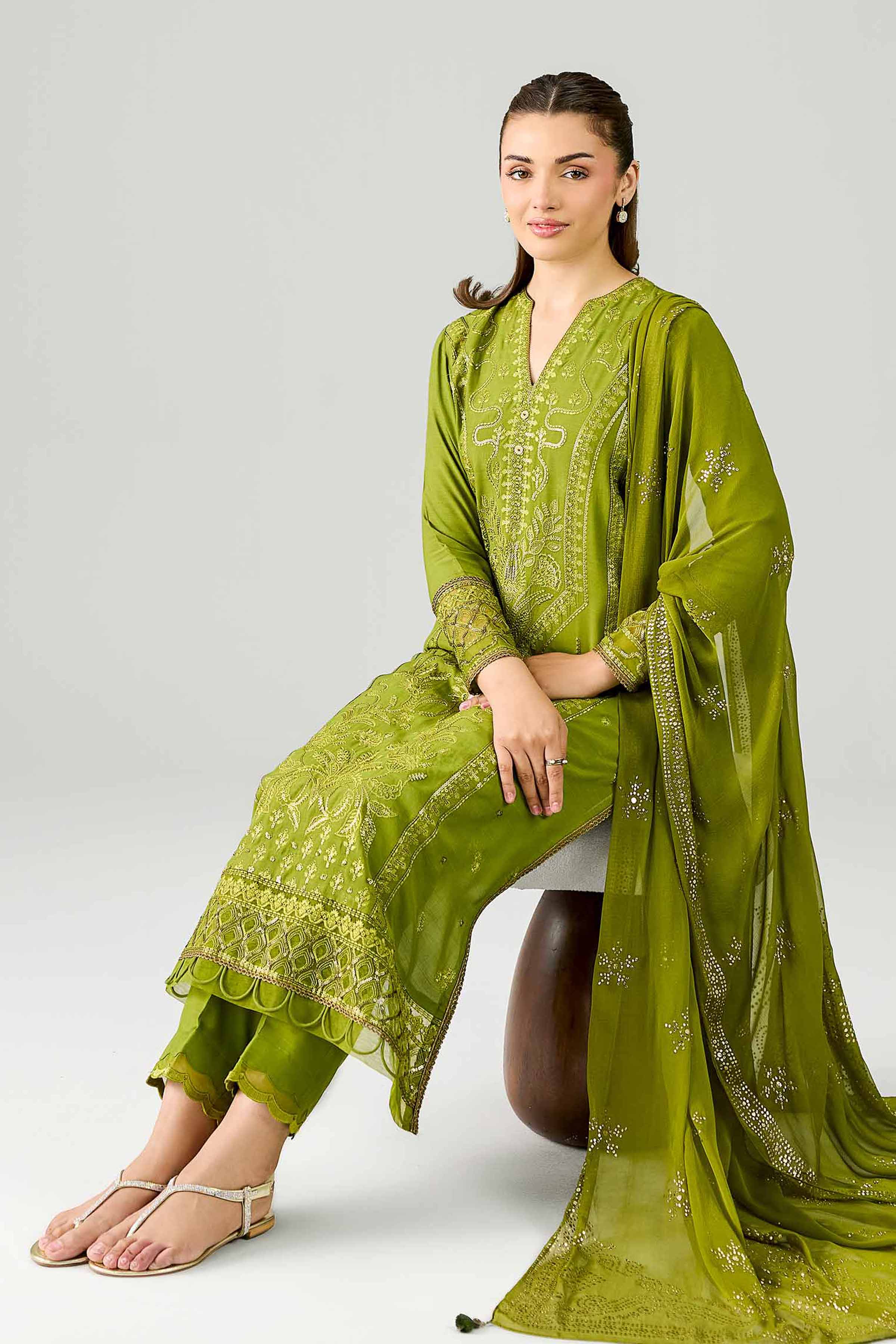 3 Piece - Embroidered Suit - PE26-599 - Image 2