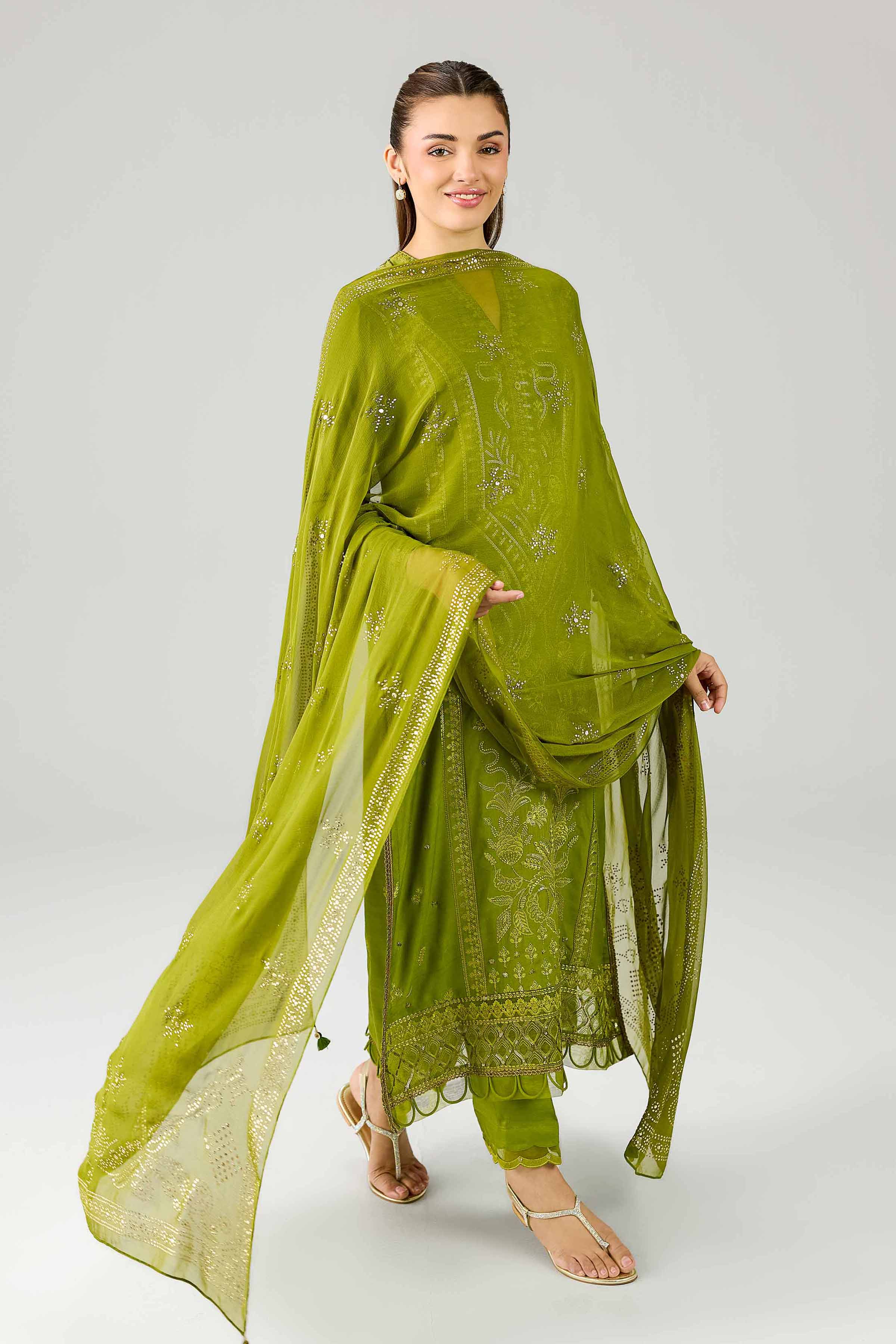 3 Piece - Embroidered Suit - PE26-599 - Image 4
