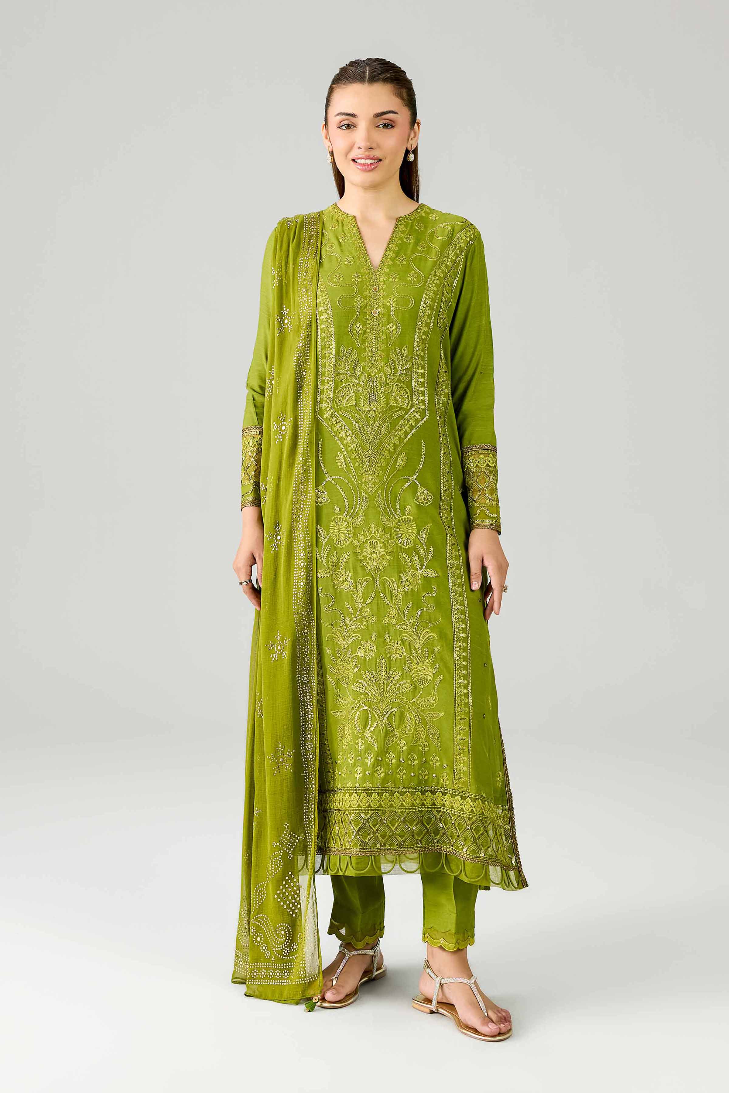 3 Piece - Embroidered Suit - PE26-599 - Image 5