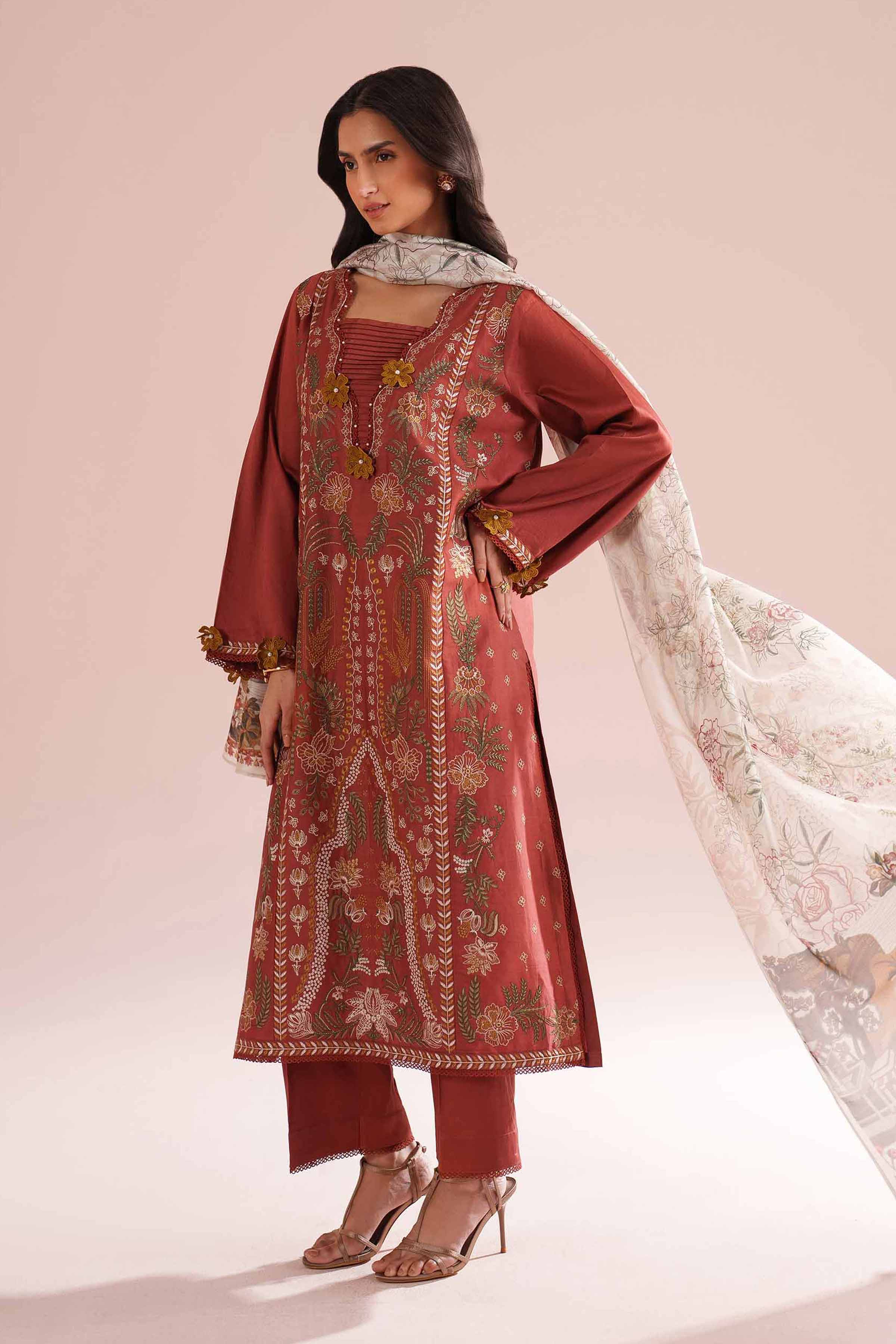 3 Piece - Embroidered Suit - PE26-63 - Image 3