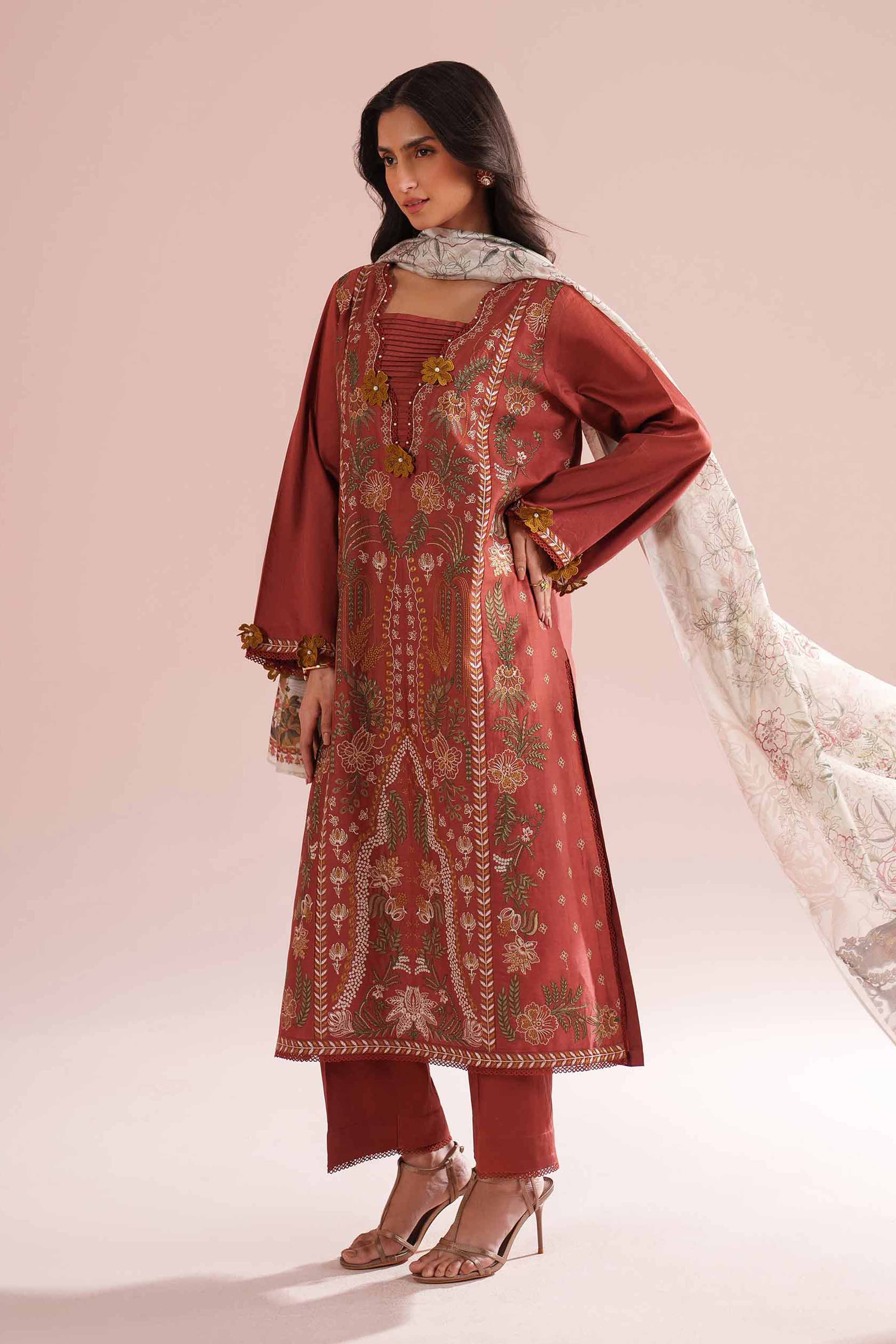 3 Piece - Embroidered Suit - PE26-63 - Image 7