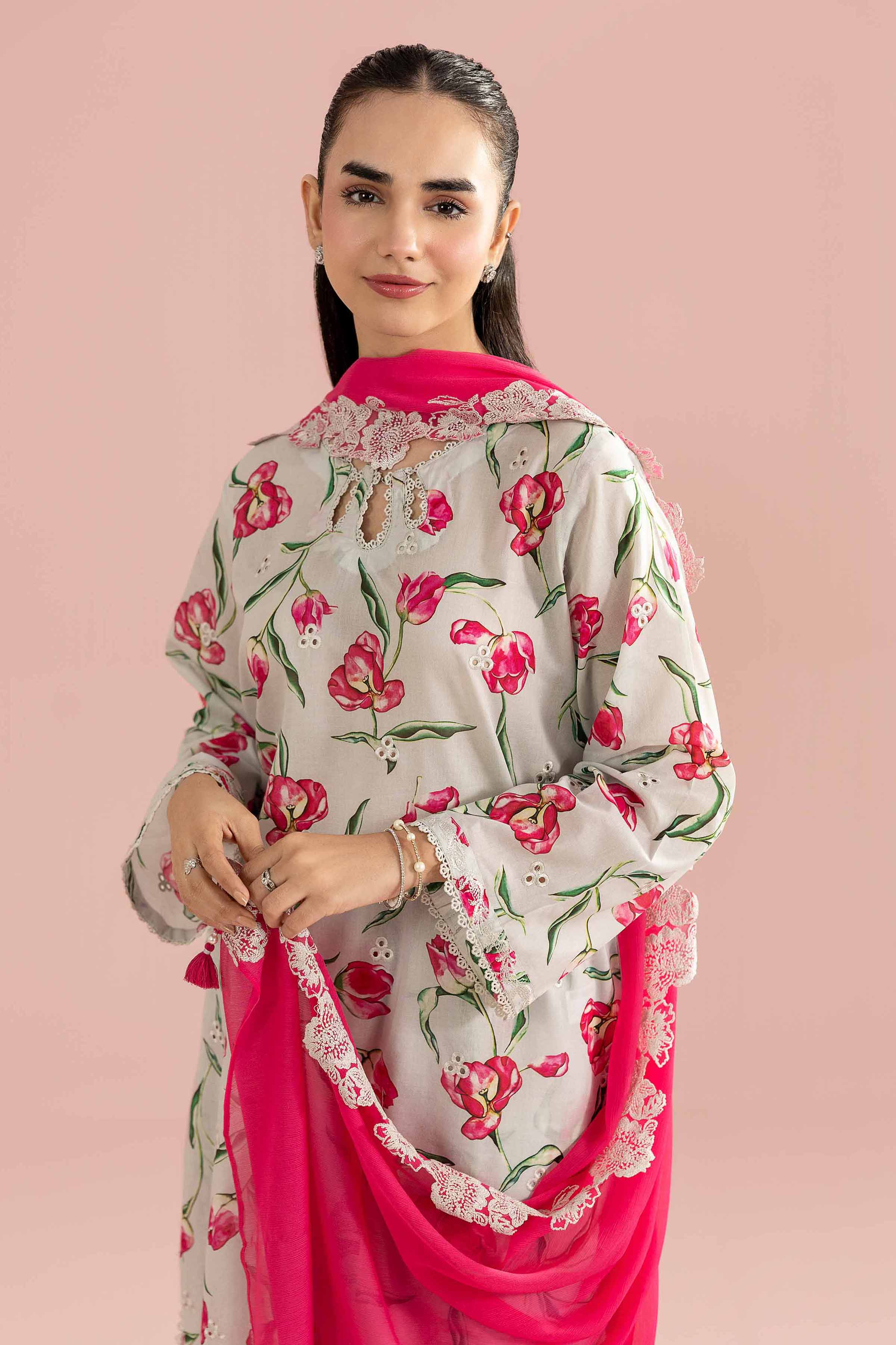 3 Piece - Printed Embroidered Suit - PE26-69 - Image 6